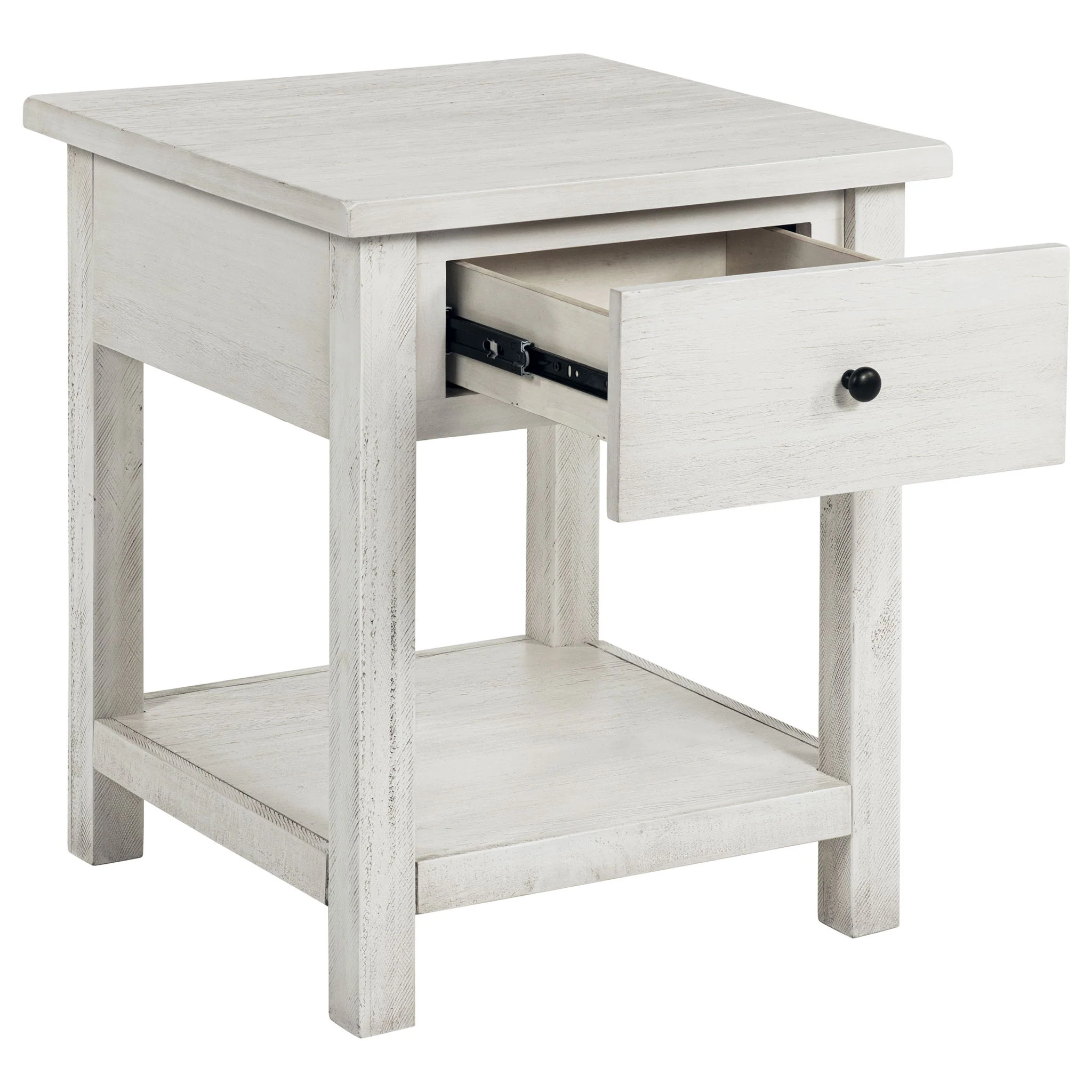 Payne 1-drawer Wood End Table with Shelf Distressed White - Image 4