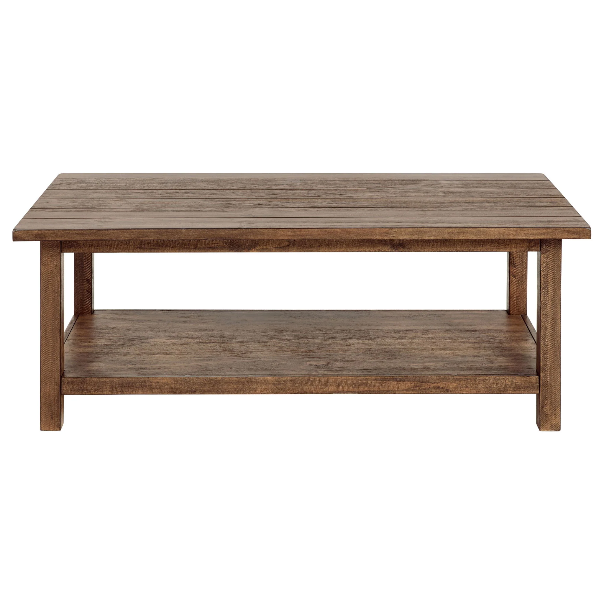 Payne Wood Coffee Table with Shelf Distressed Brown - Image 2