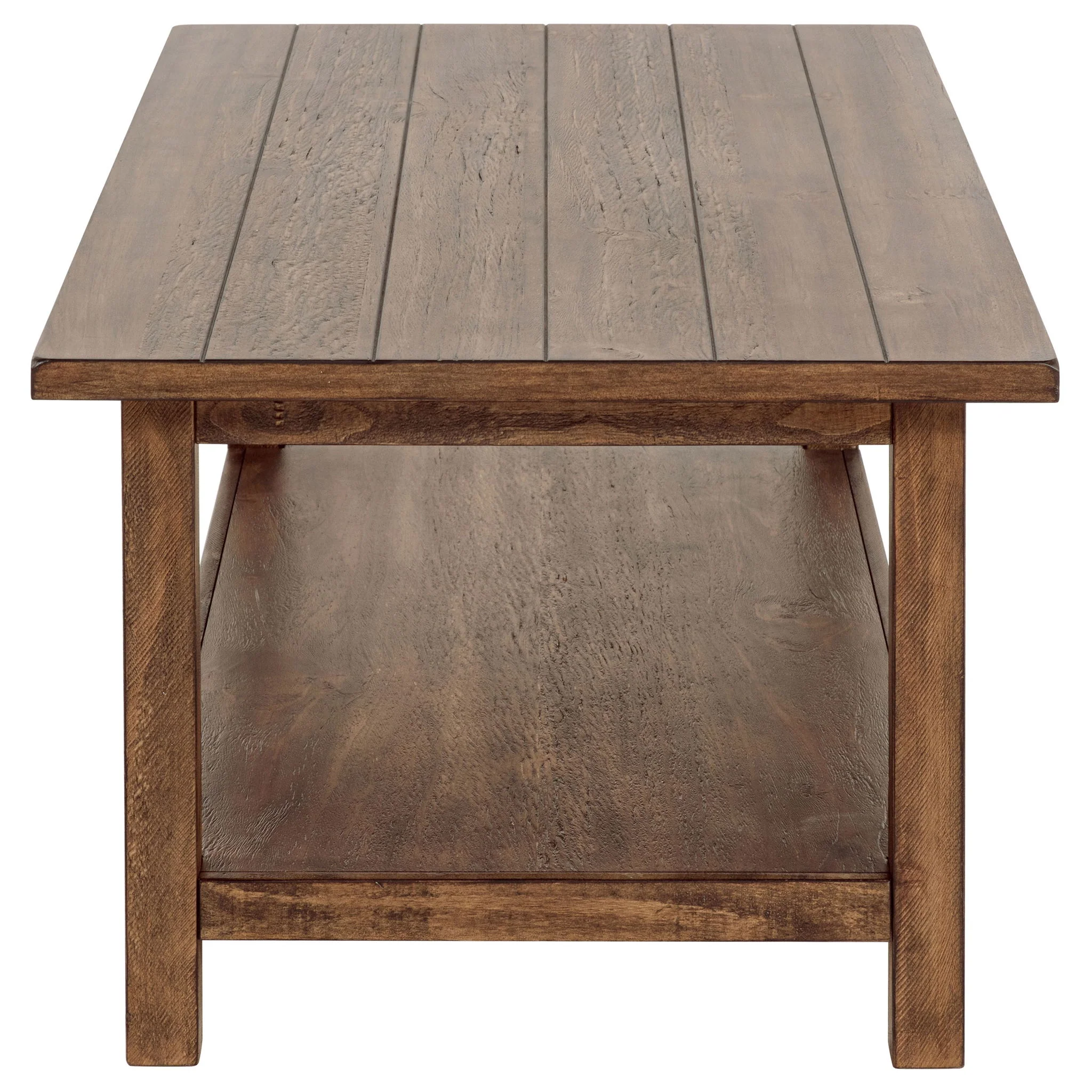 Payne Wood Coffee Table with Shelf Distressed Brown - Image 3