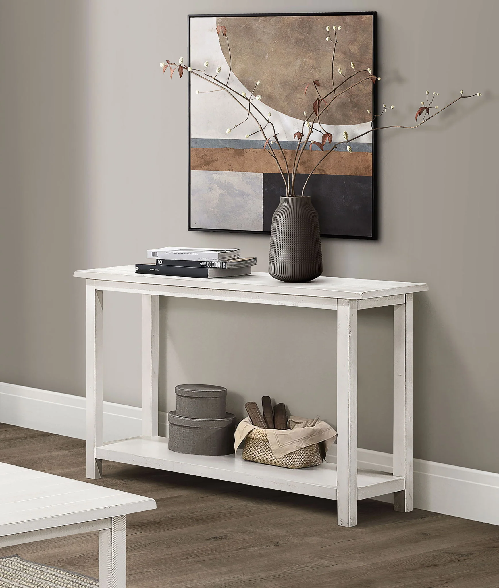Payne Wood Entryway Sofa Console Table White - Image 3