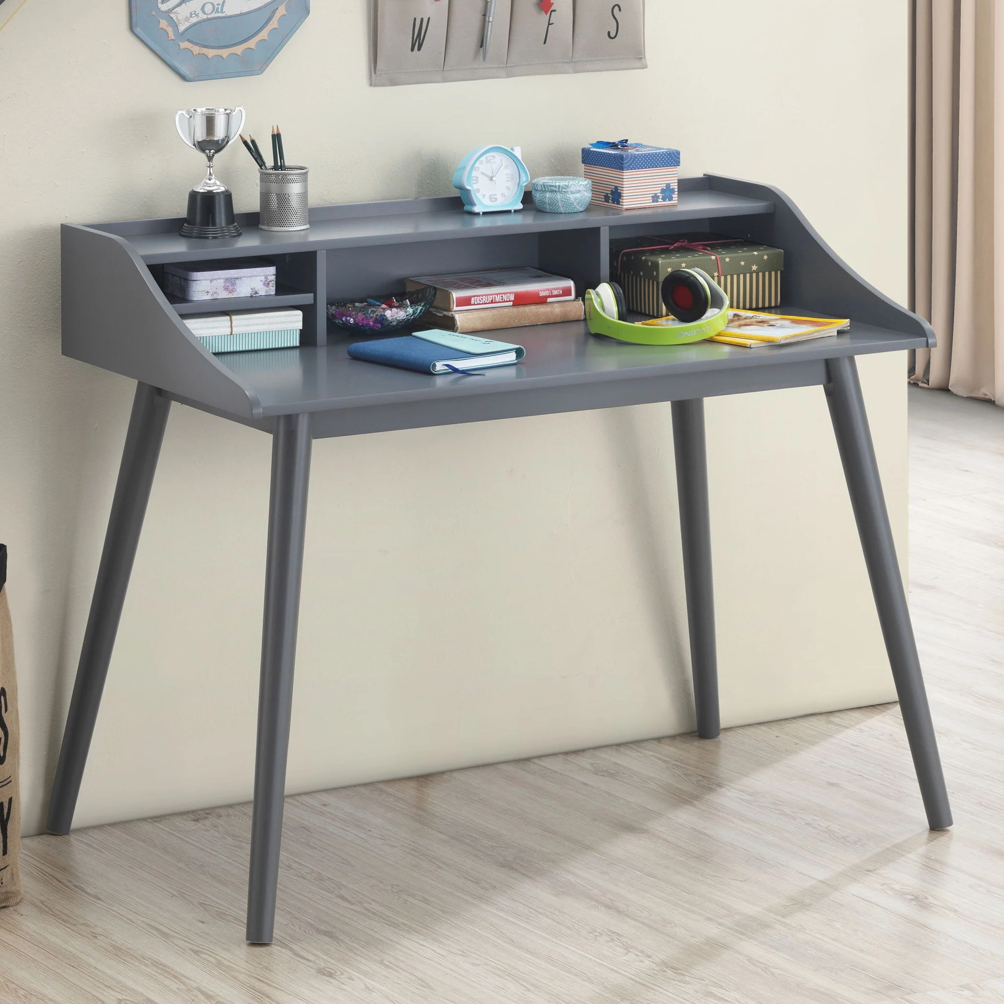 Percy 45-inch 4-compartment Writing Desk Grey - Image 2