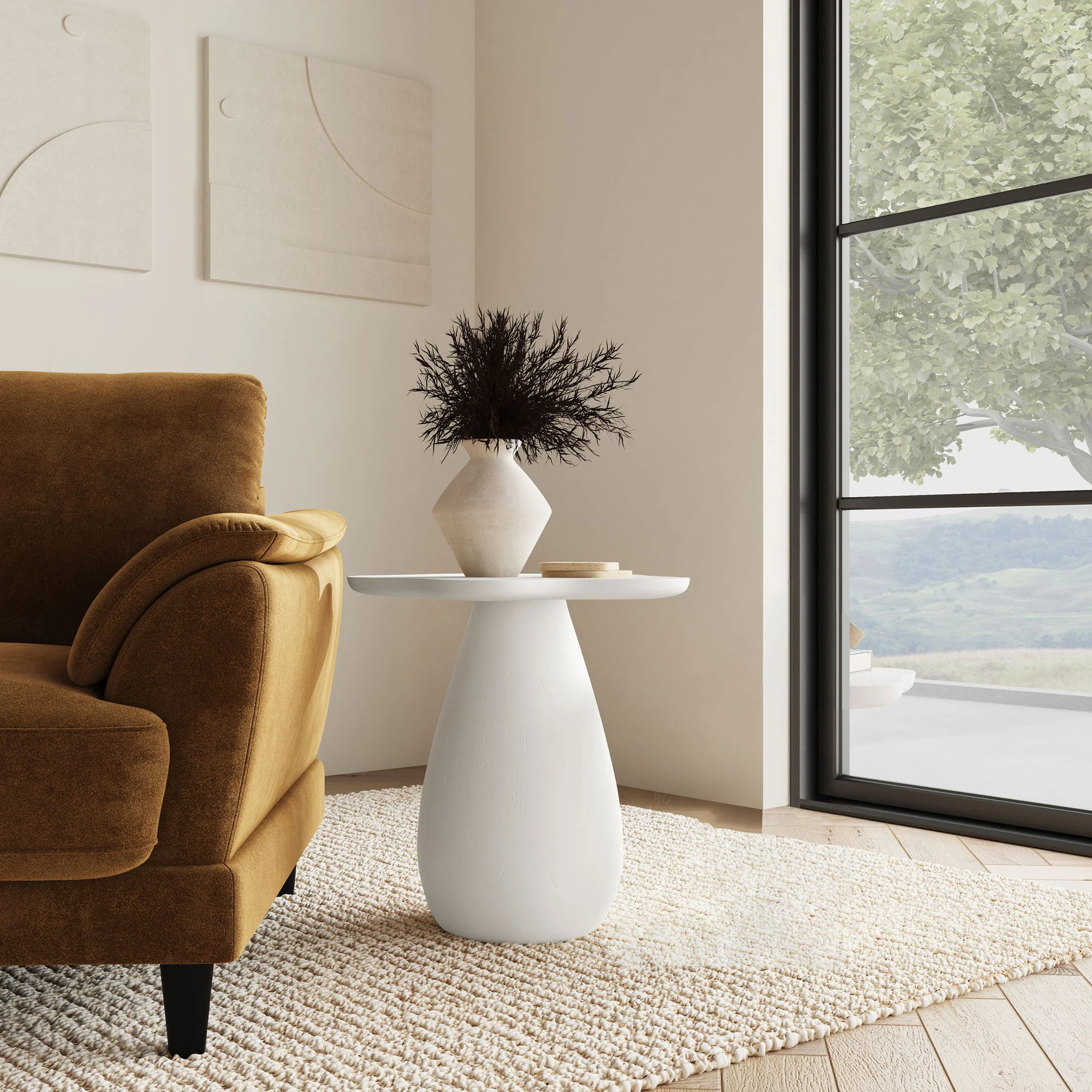 Perth 20-inch Side Table with Cloud-Shaped Top Off White - Image 3