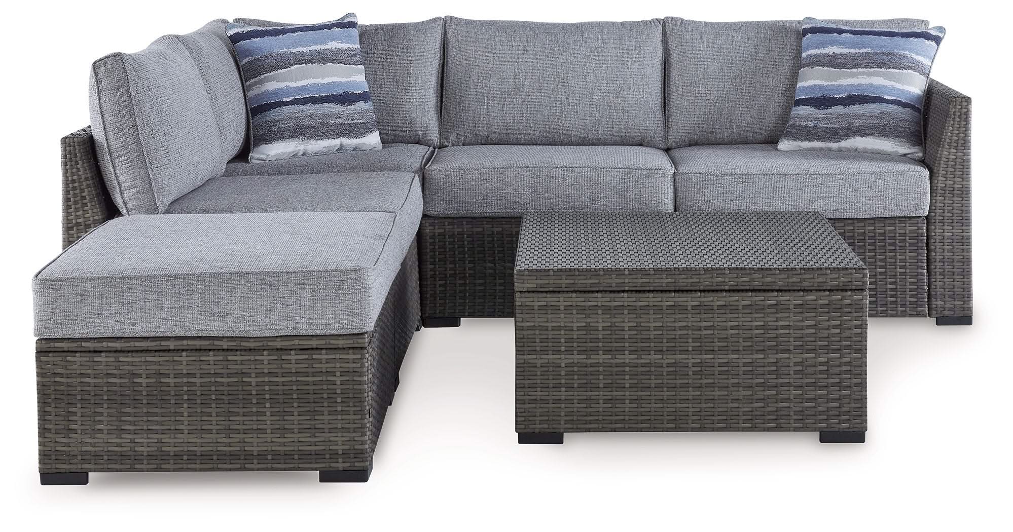 Petal Road - Loveseat Sectional, Ottoman, Table Set (Set of 4) - Gray - Image 4