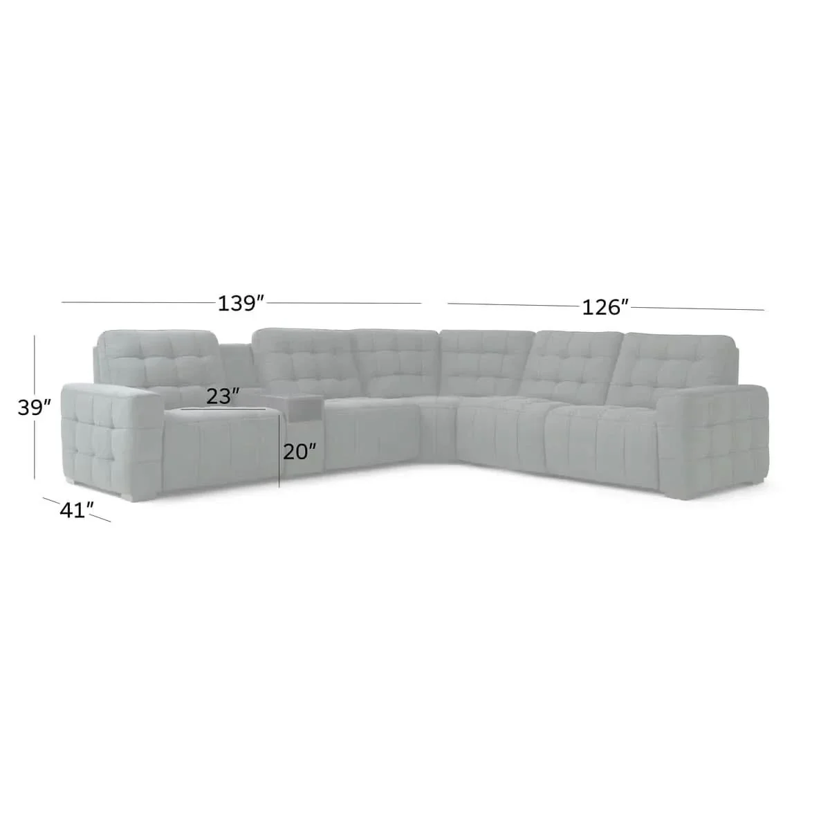 Peyton Pepper Charcoal 6-Piece Power Reclining Sectional with Storage Console & USB Charging - Image 9