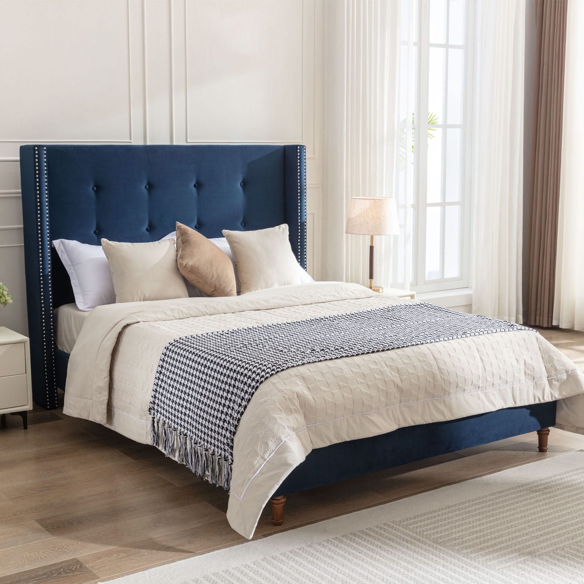 Peyton - Upholstered Bed With 54" High Headboard, Traditional Hand Buttoned Tufting - Image 7