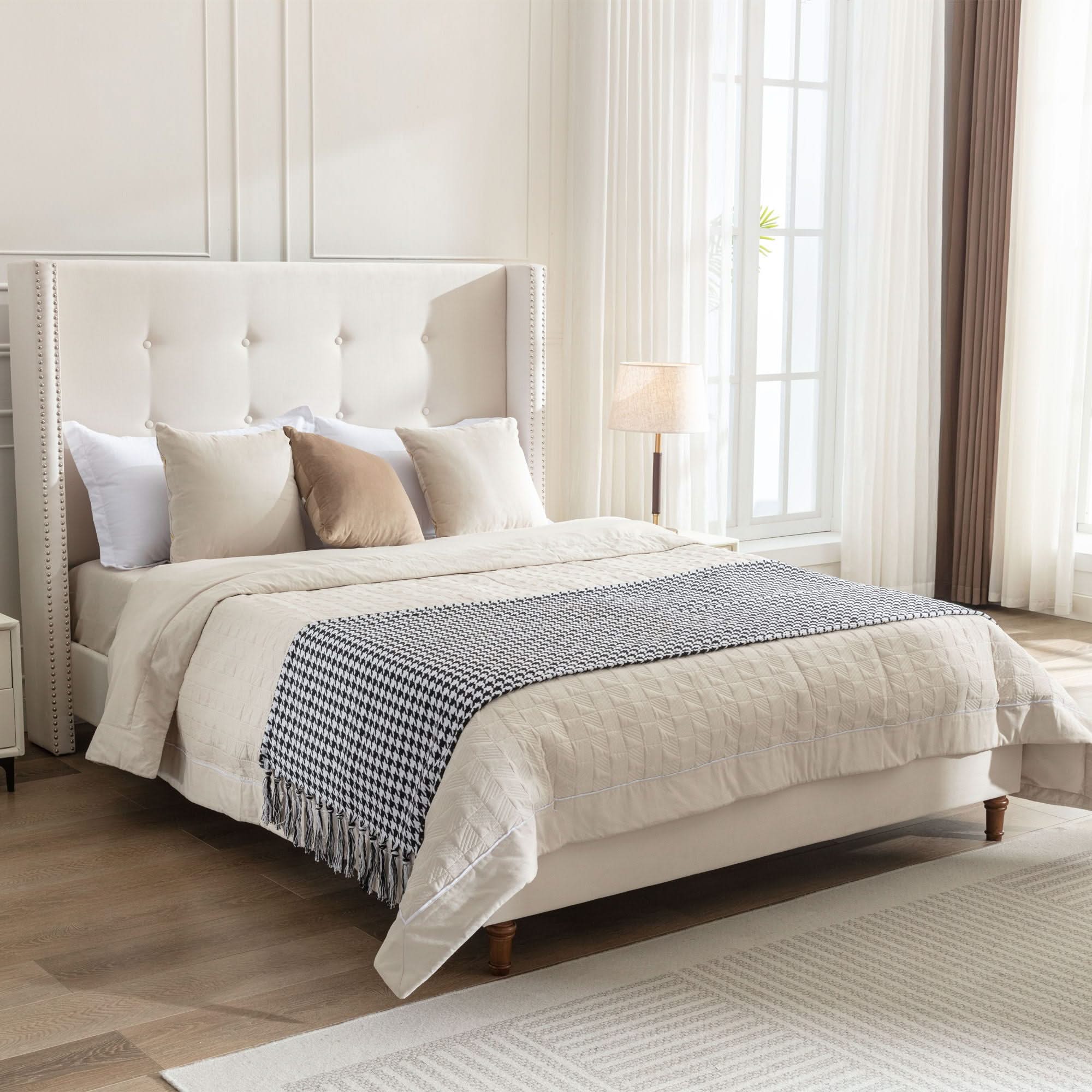 Peyton - Upholstered Bed With 54" High Headboard, Traditional Hand Buttoned Tufting - Image 8