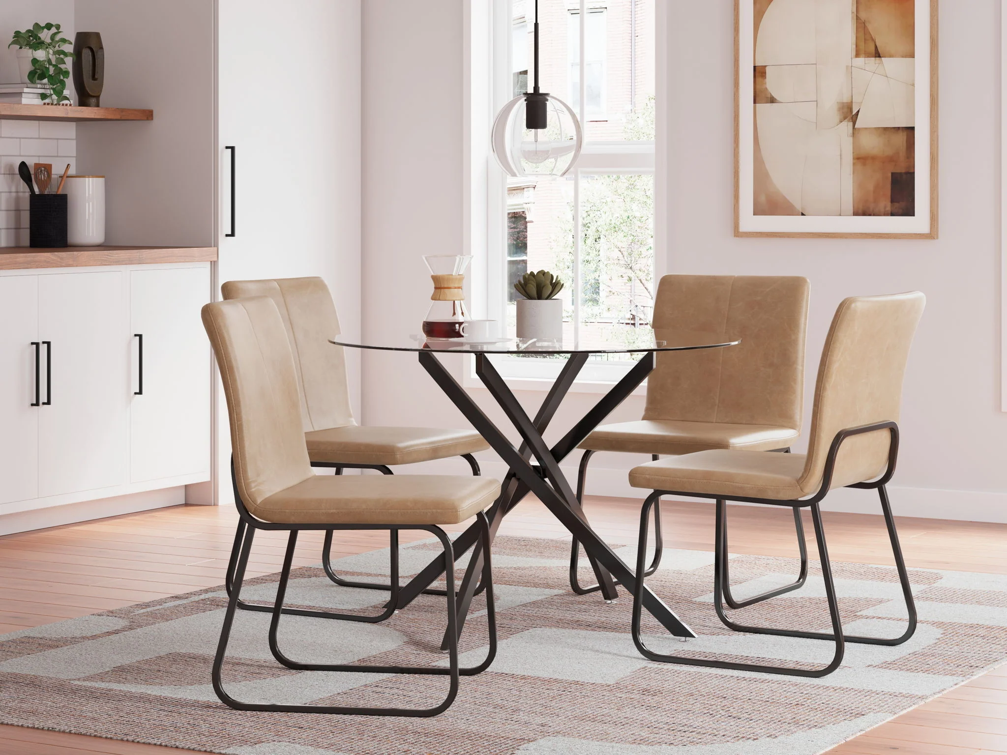 Pharwynn - 5 Pc. - Dining Room Table, 4 Side Chair - Black