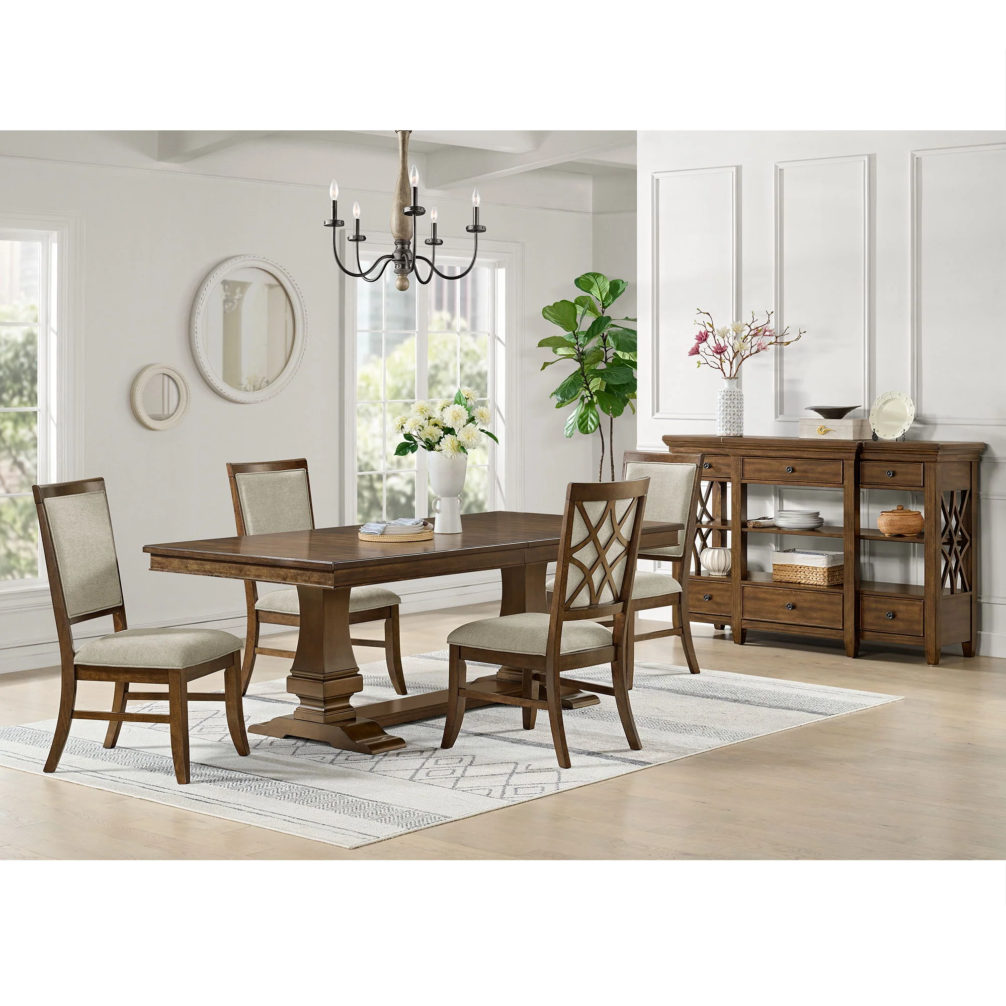 Phillipe - Dining Side Chair With Fabric (Set of 2) - Cherry And Gray - Image 3