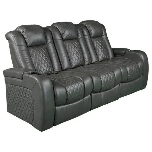 Pinnacle Seal Gray Dual Power Reclining Living Room Set Includes Sofa and Loveseat with Dropdown Table & led lights - Image 3
