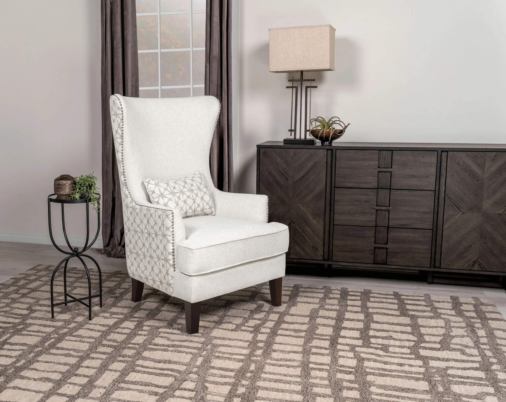 Pippin Upholstered High Wingback Accent Chair Latte - Image 3