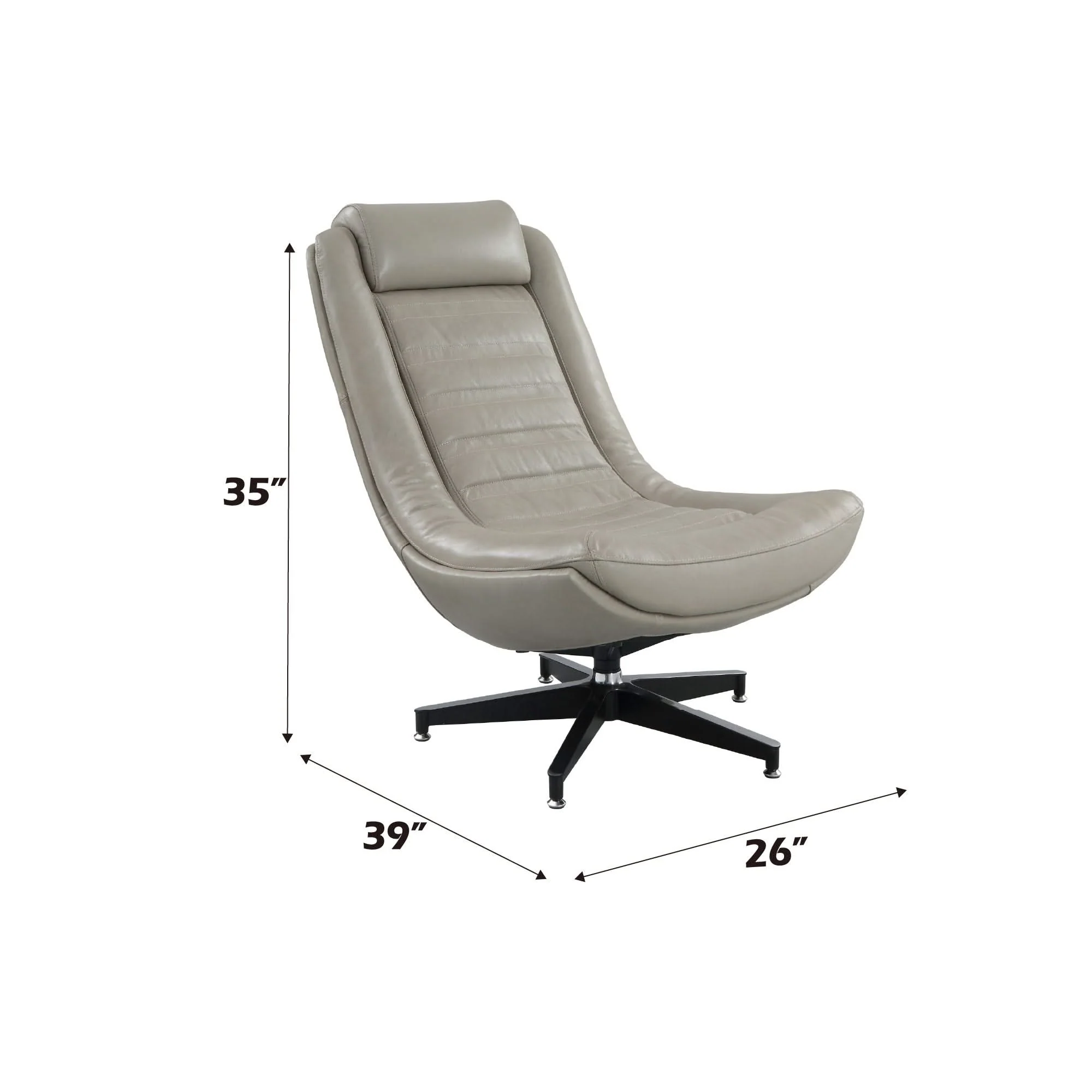 Piran - Top Grain Leather Accent Chair With Swivel - Twilight - Image 2