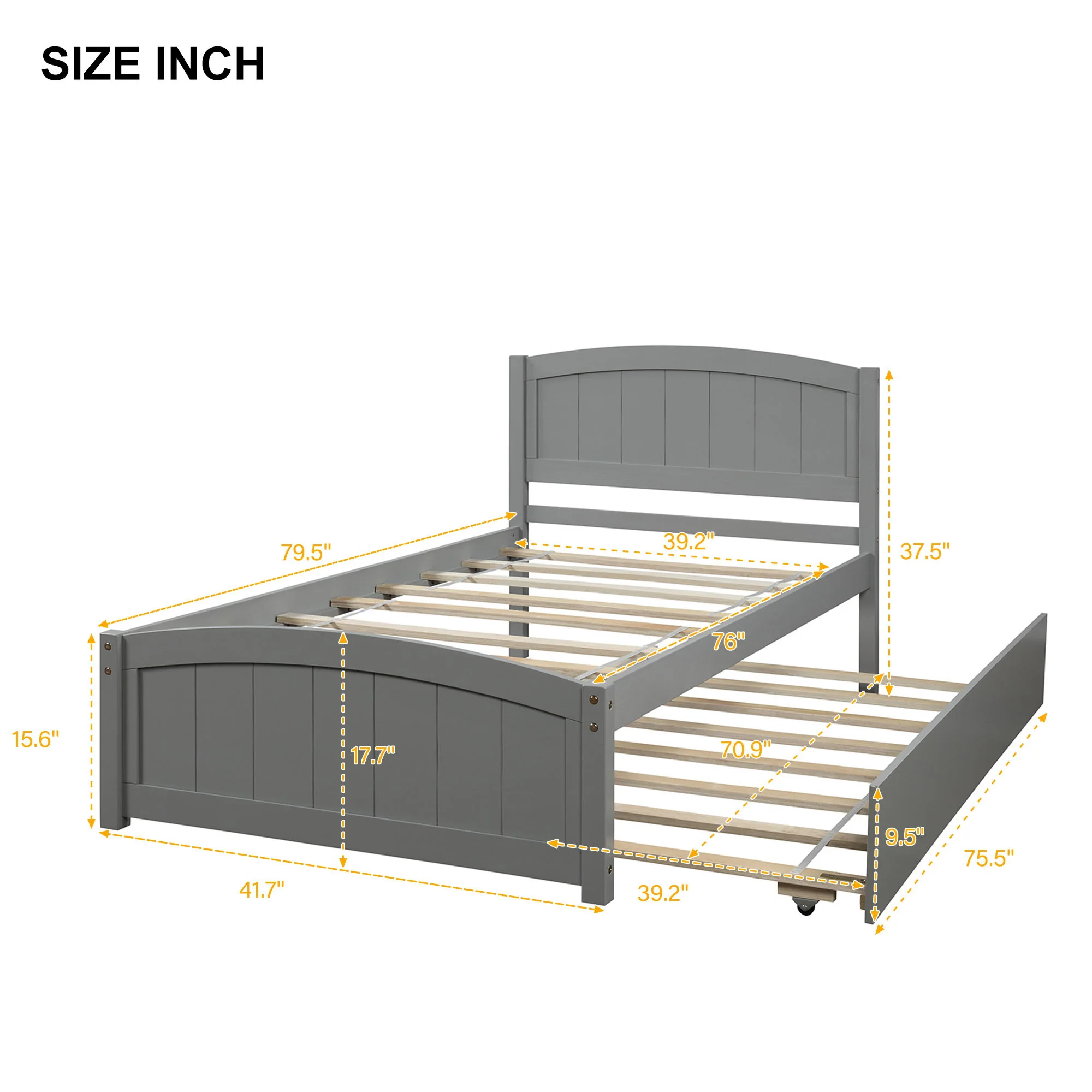 Platform Bed & Headboard, Footboard And Wood Slat Support - Image 12
