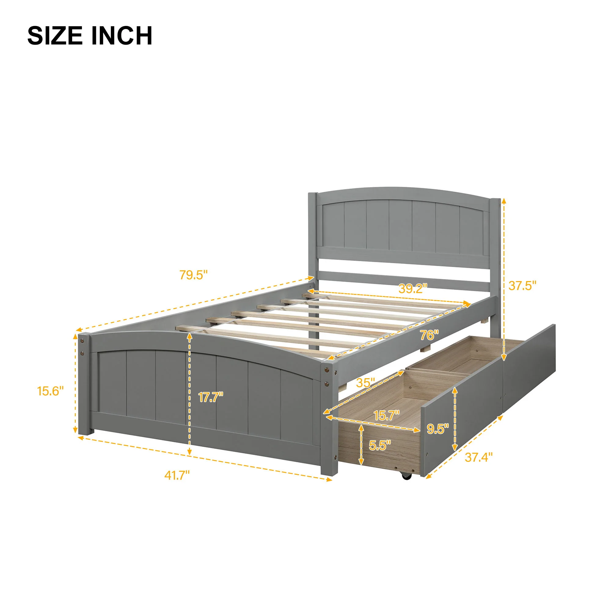 Platform Bed & Headboard, Footboard And Wood Slat Support - Image 13