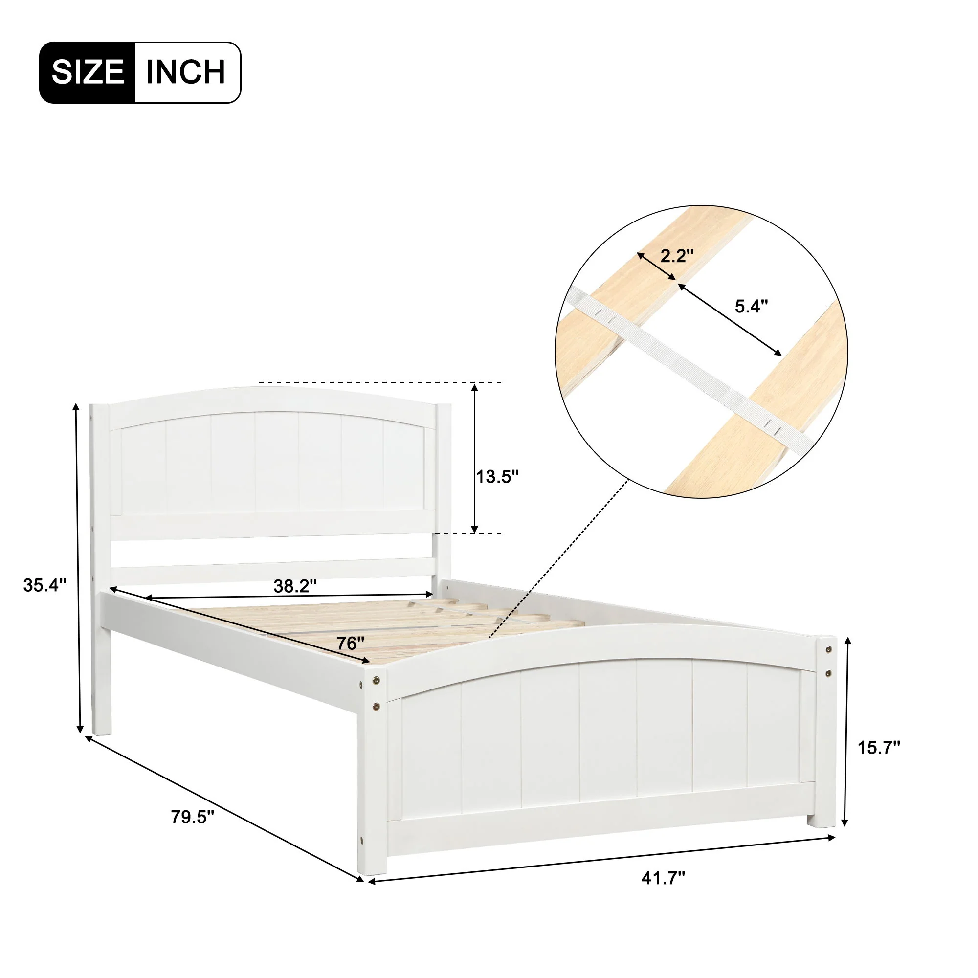 Platform Bed & Headboard, Footboard And Wood Slat Support - Image 14