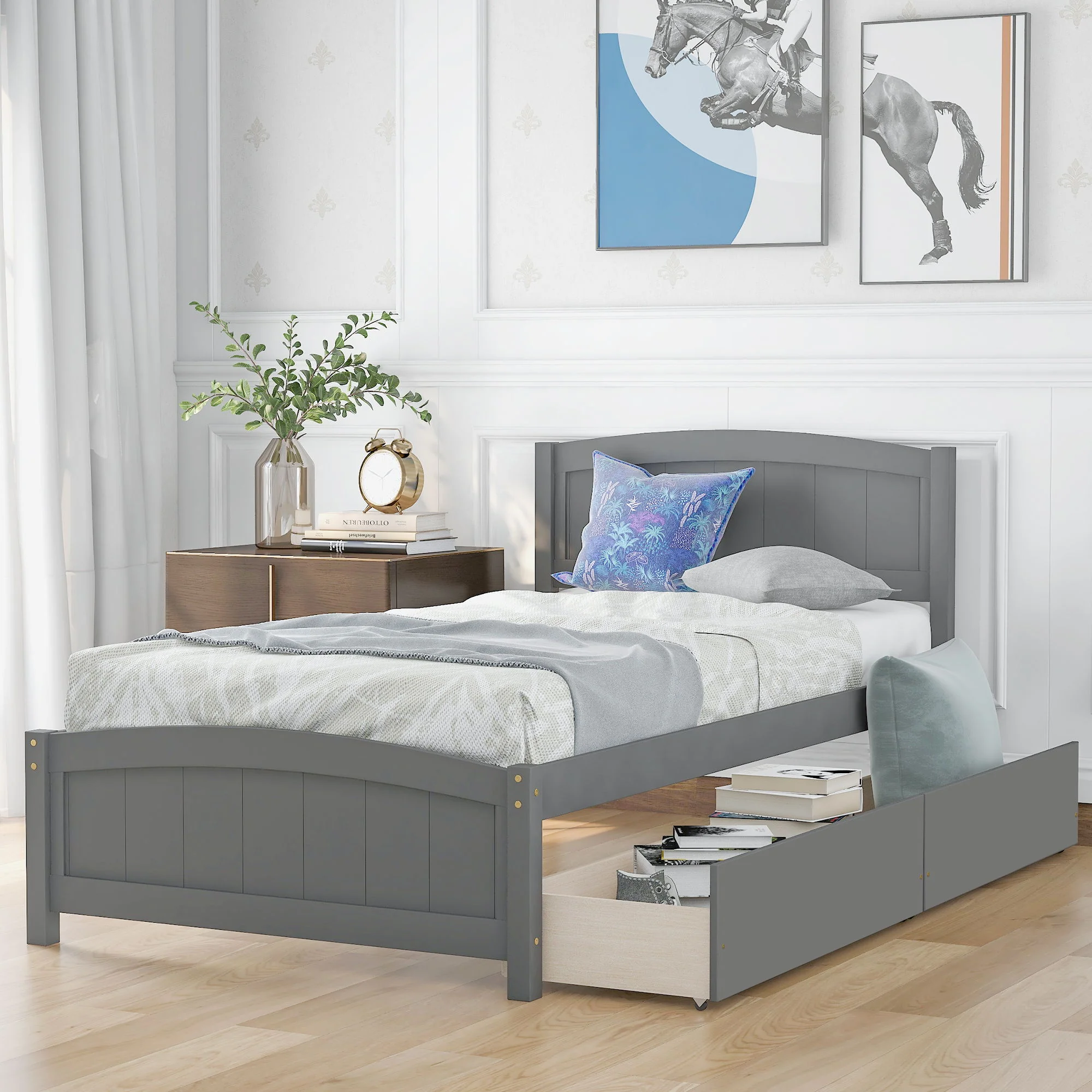 Platform Bed & Headboard, Footboard And Wood Slat Support - Image 19
