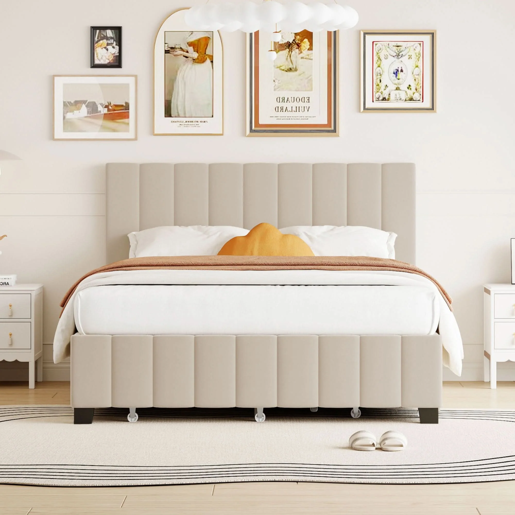 Platform UpholsteredBed With 2 Drawers And Twin Long Trundle - Image 7