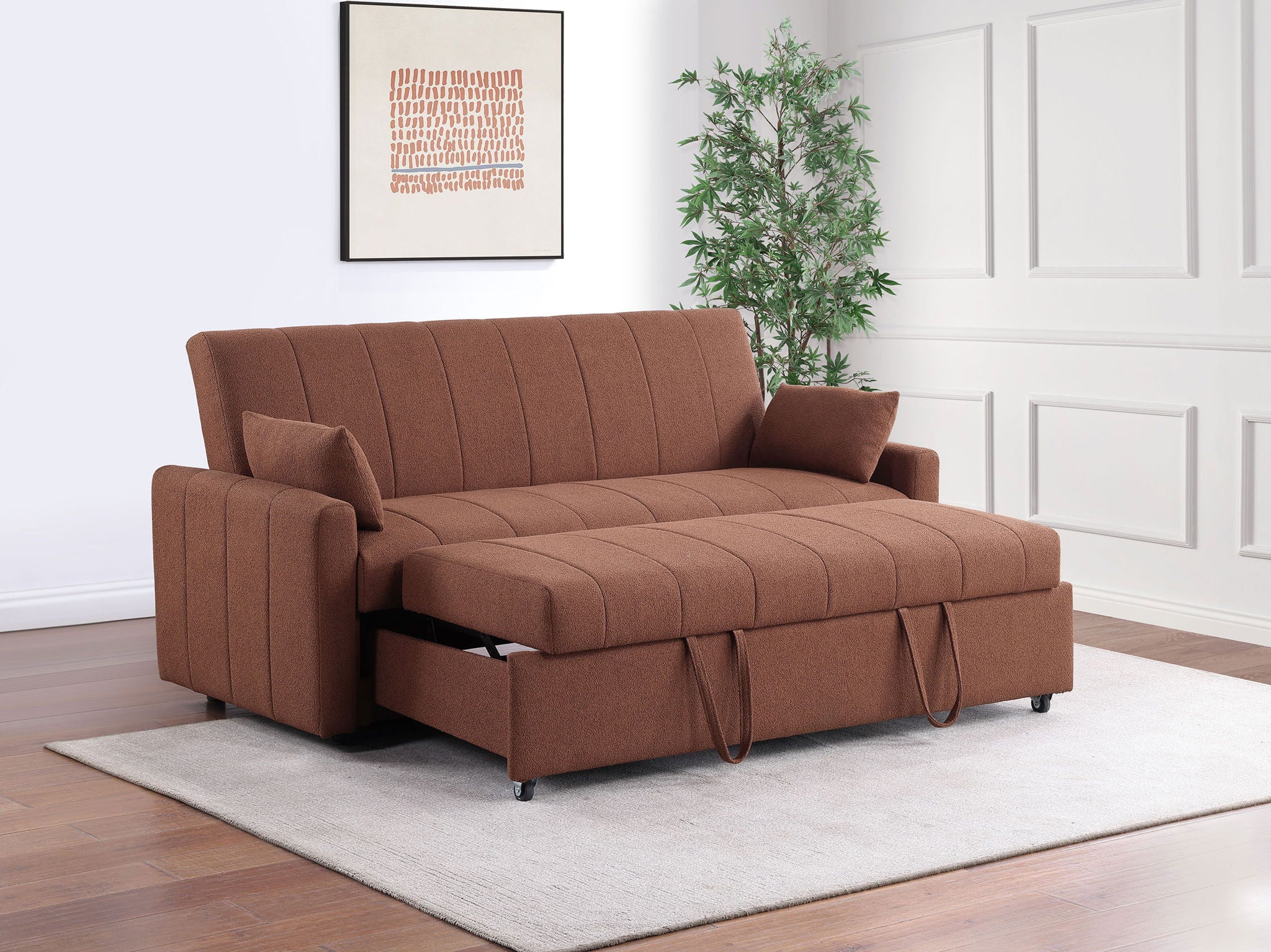 Portland Boucle Upholstered Sleeper Sofa Bed Copper - Image 2