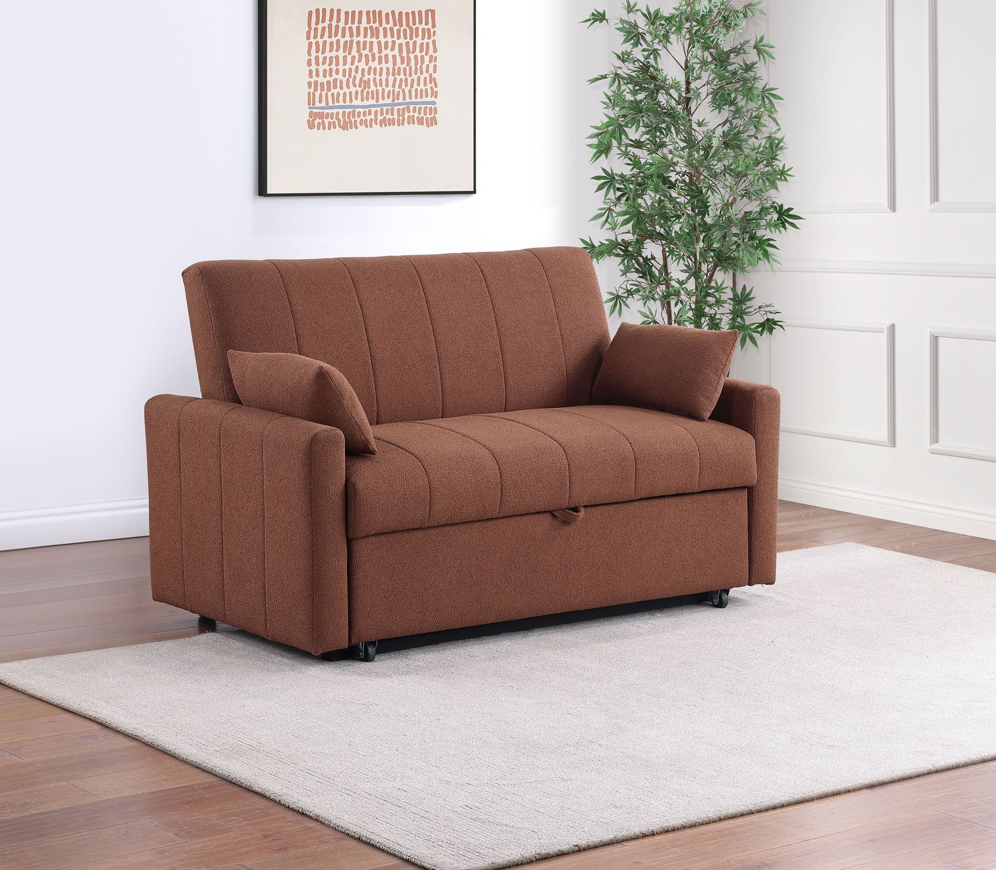 Portland Boucle Upholstered Sleeper Sofa Bed Copper - Image 3