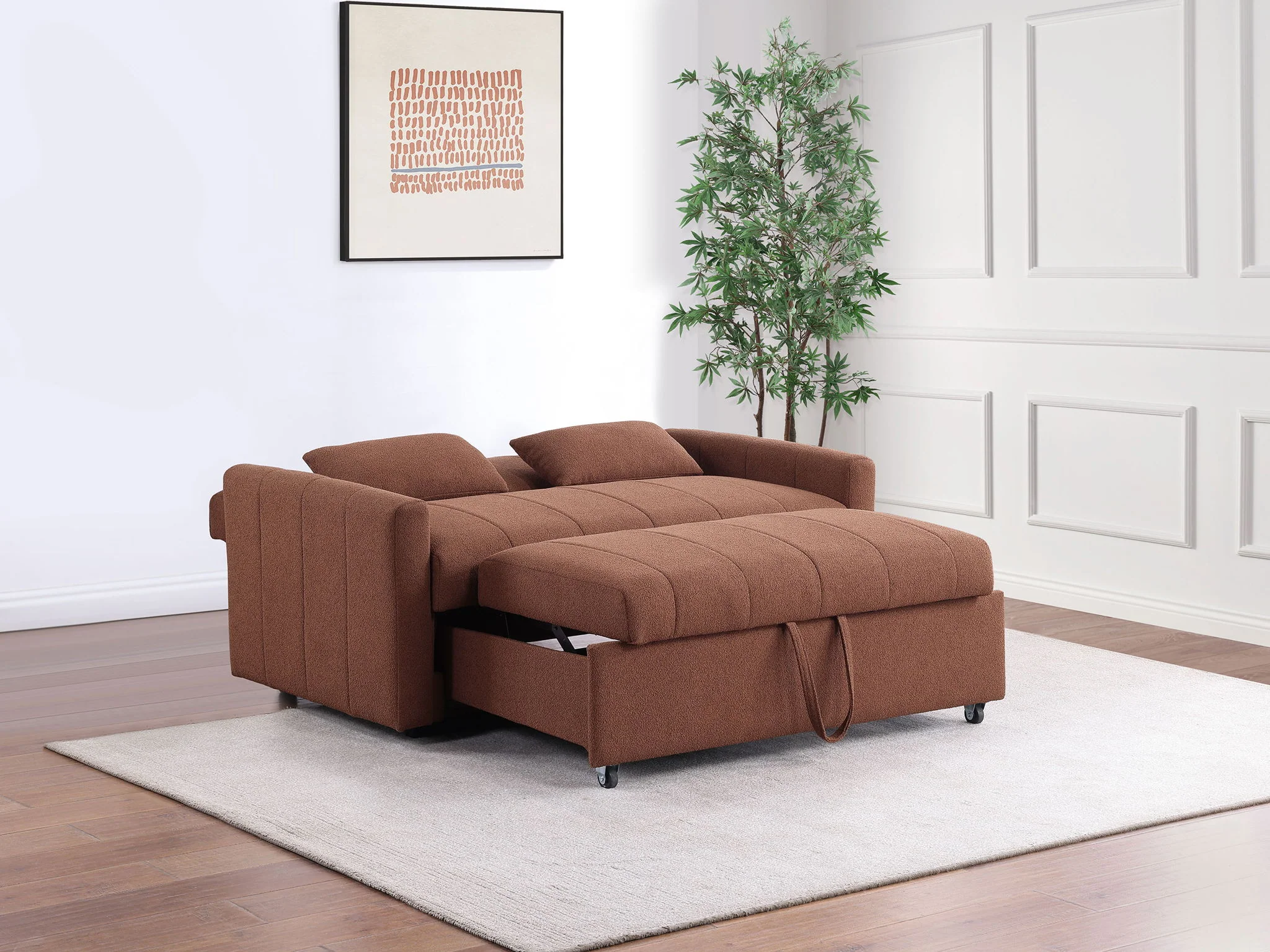 Portland Boucle Upholstered Sleeper Sofa Bed Copper - Image 4