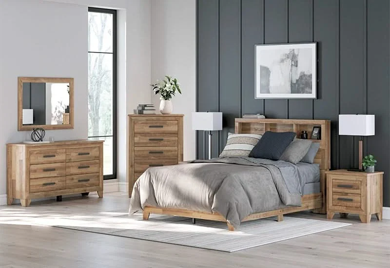 Porto Brown Contemporary 13PC Queen Bedroom Package with Mattress & Comforter Set - Image 2