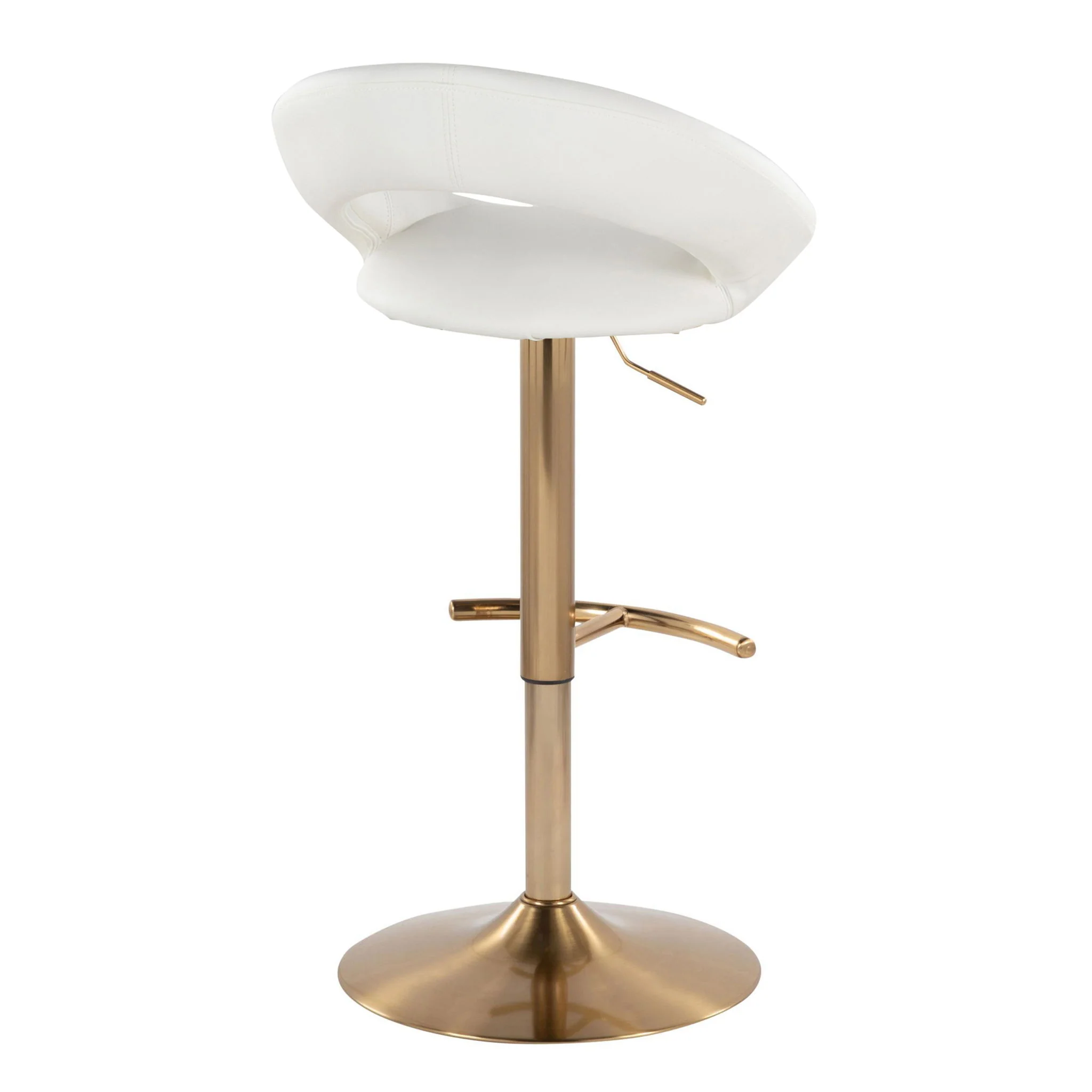 Posh - Contemporary / Glam Adjustable Barstool With Swivel With Rounded T Footrest (Set of 2) - Image 6