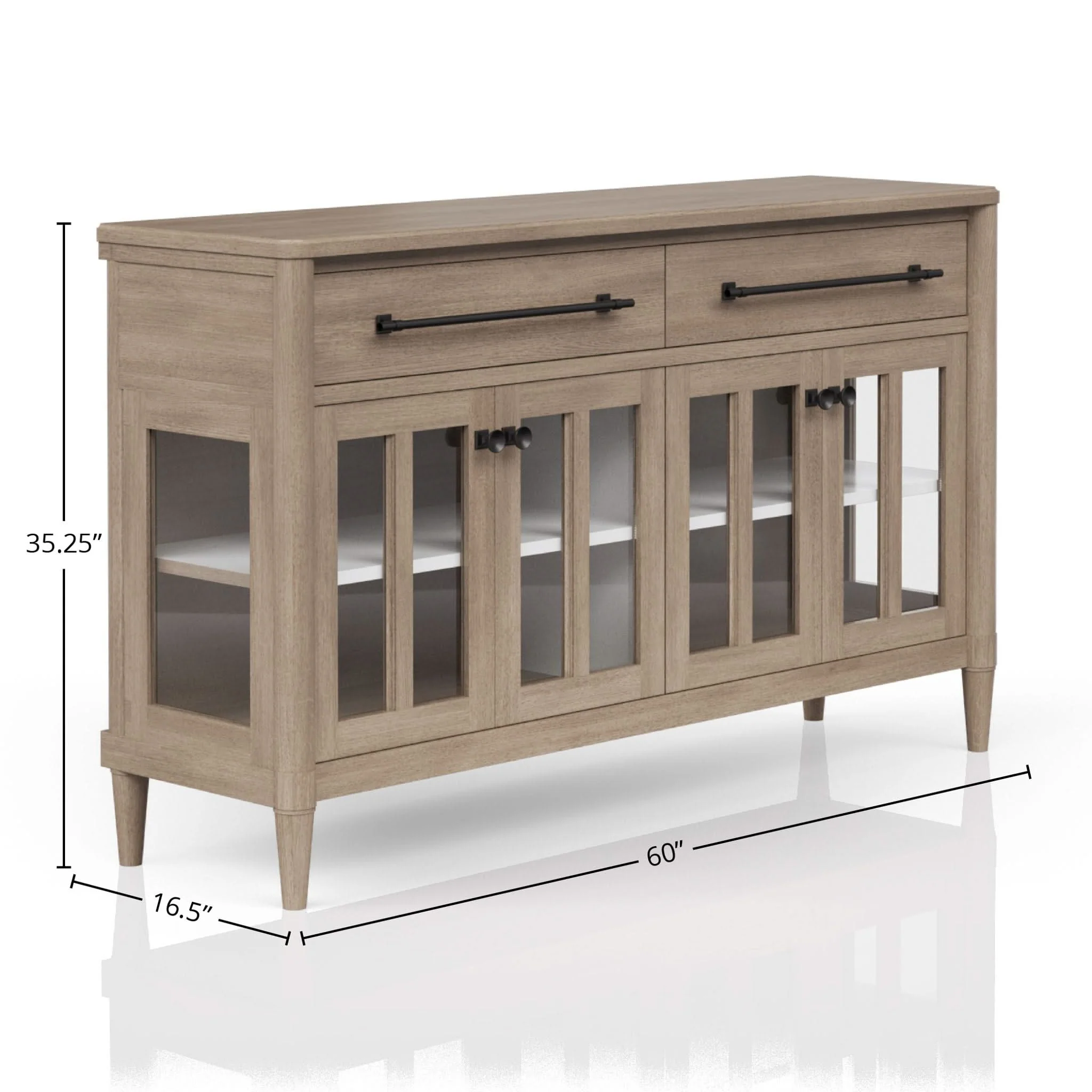 Power Ready - Buffet With Glass Cabinet Doors - Sand - Image 2