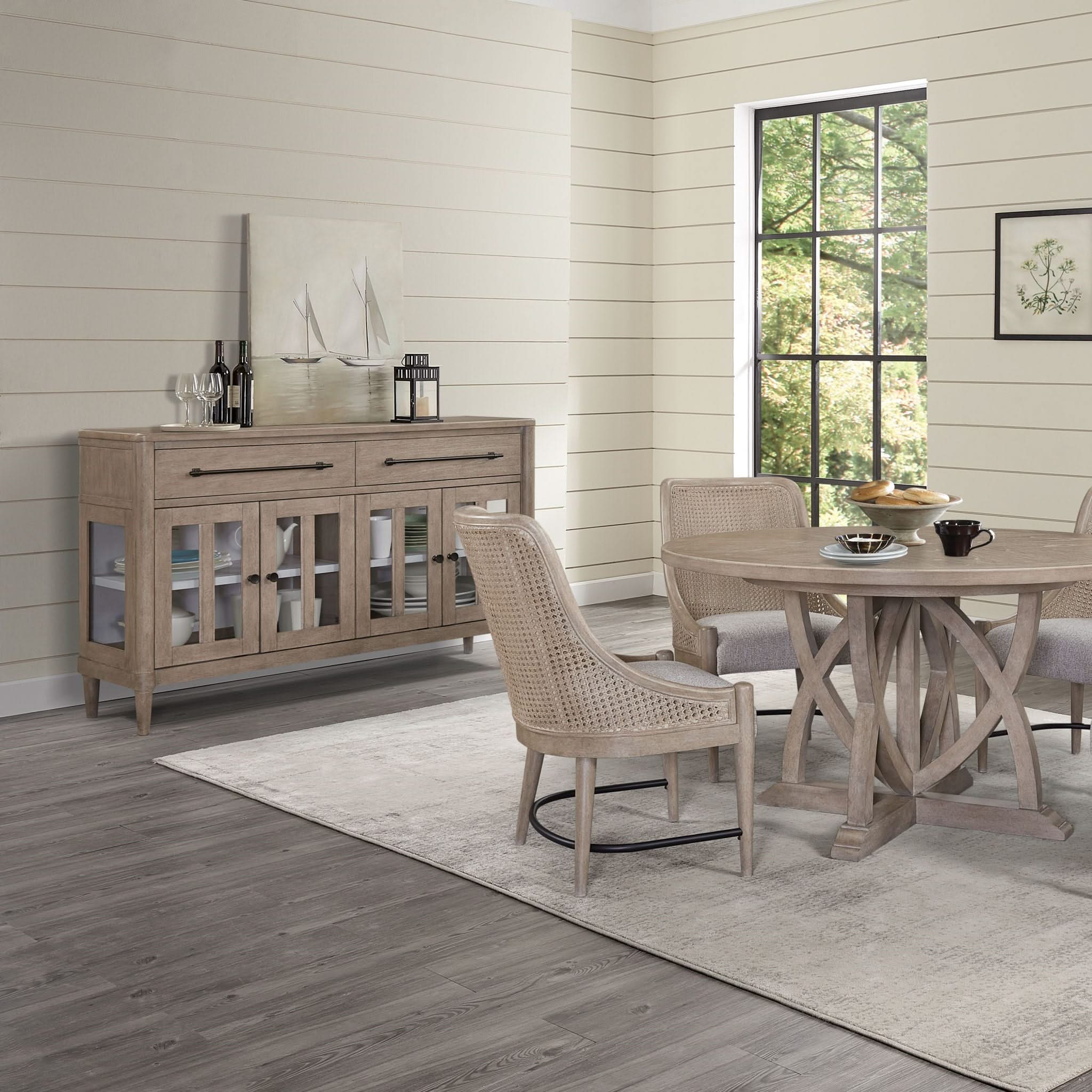 Power Ready - Buffet With Glass Cabinet Doors - Sand - Image 3