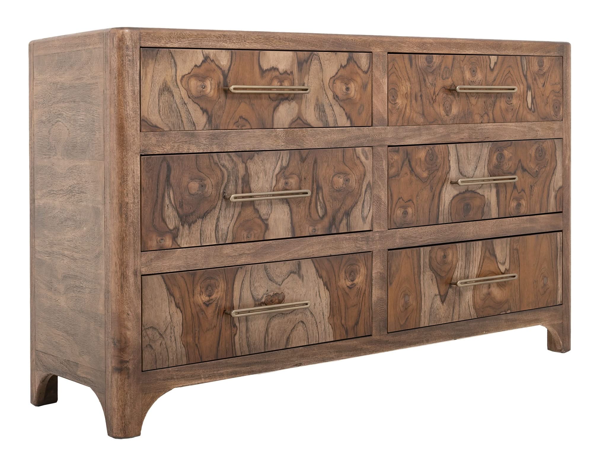 Praga - 6-Drawer Dresser - Almond / Barrel Brown - Image 3
