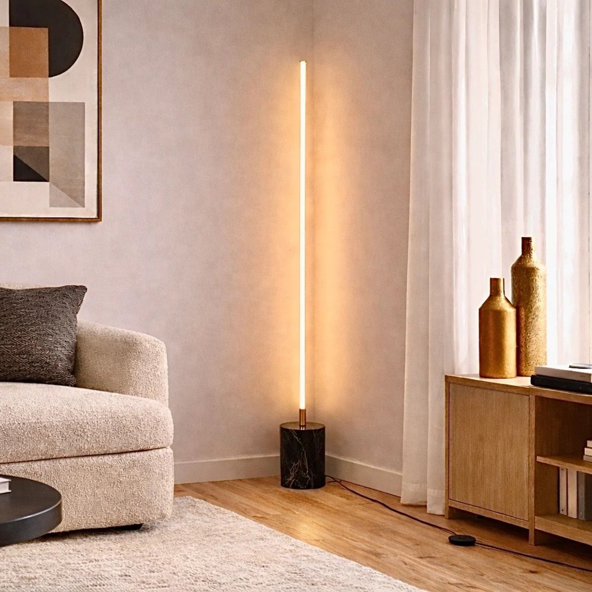 Prism - LED Floor Lamp With On / Off Switch Base - Gold / Marble - Image 3