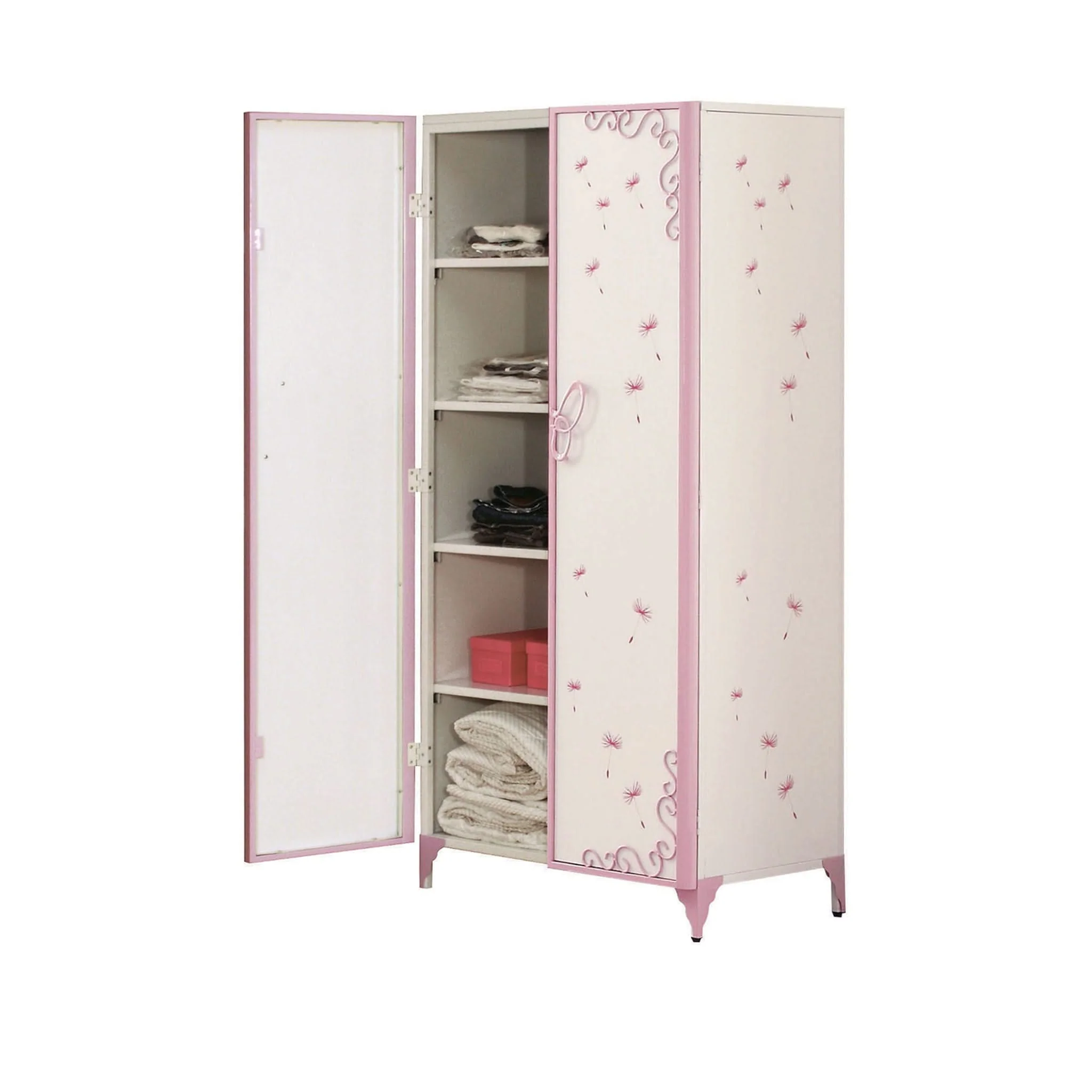 Priya II - Synthetic Leather Purple Wardrobe - Purple / White - Image 2
