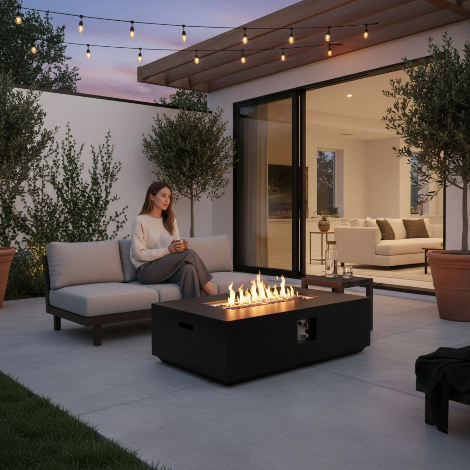 Propane / Natural Gas Fire Pit Table, 50,000 BTU - Charcoal - Image 2