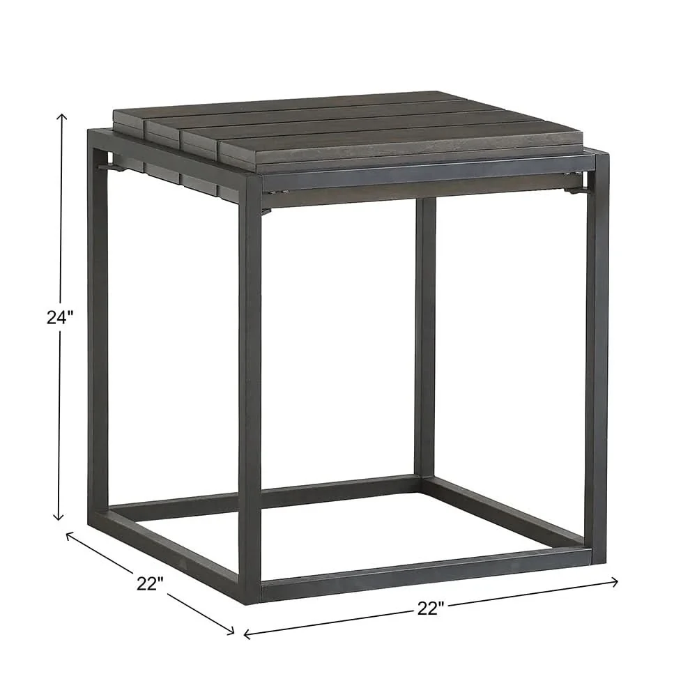 Tekoa Walnut and Dark Gray Contemporary End Table with Plank Top - Image 3