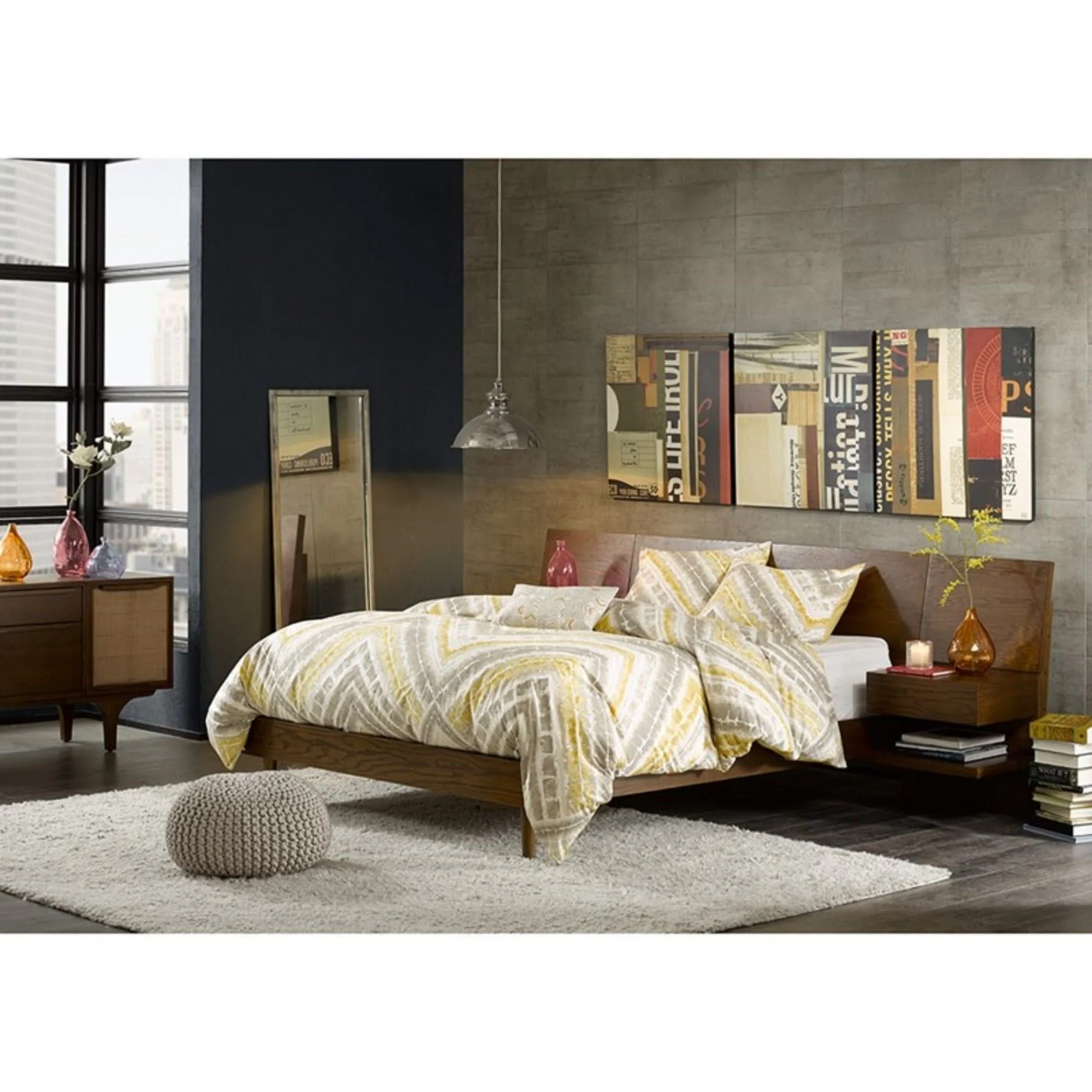 Queen Size Bed With Attached Nightstands And Hidden Storage - Pecan - Image 3