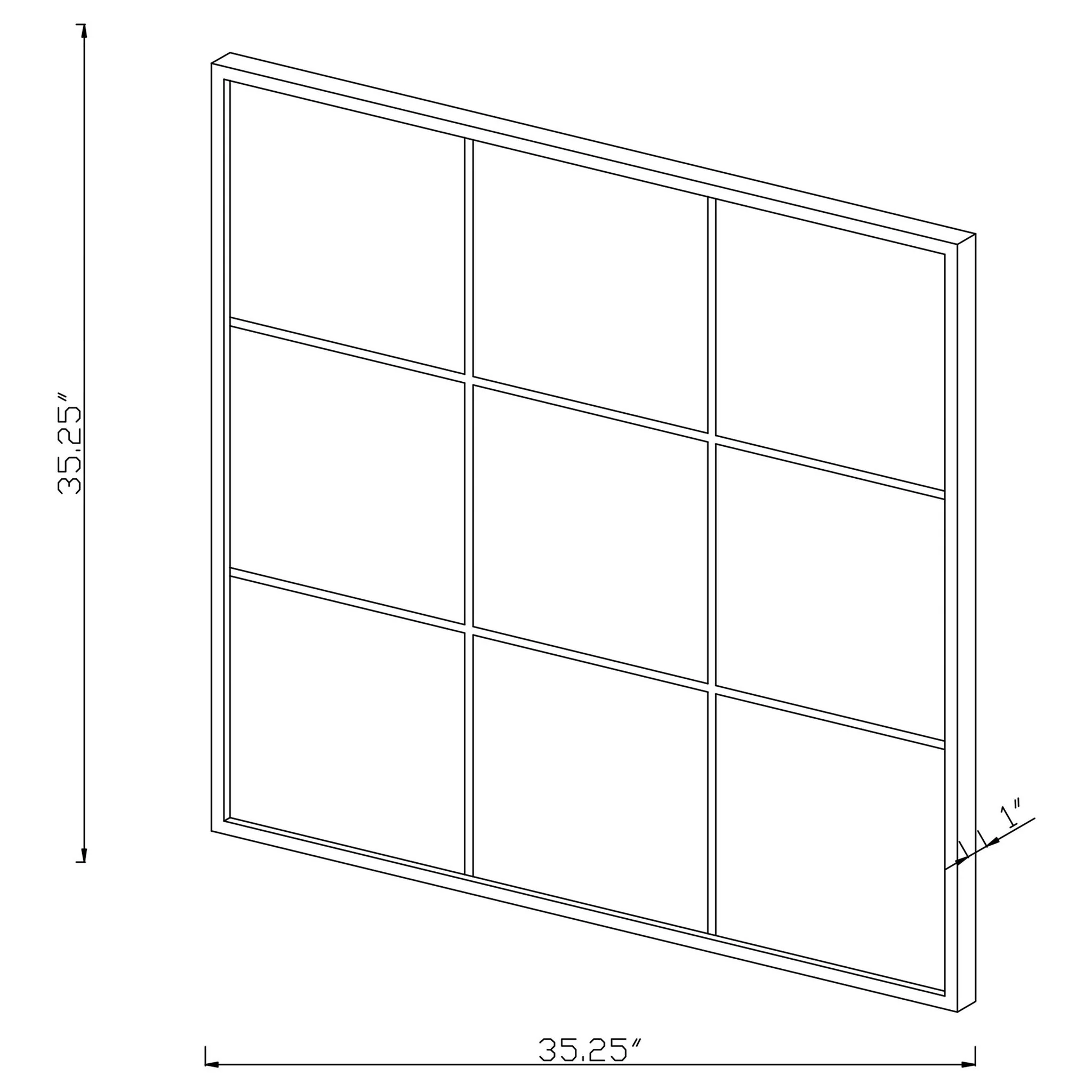 Quetzal 35 x 35 Inch Square Window Pane Wall Mirror Black - Image 2