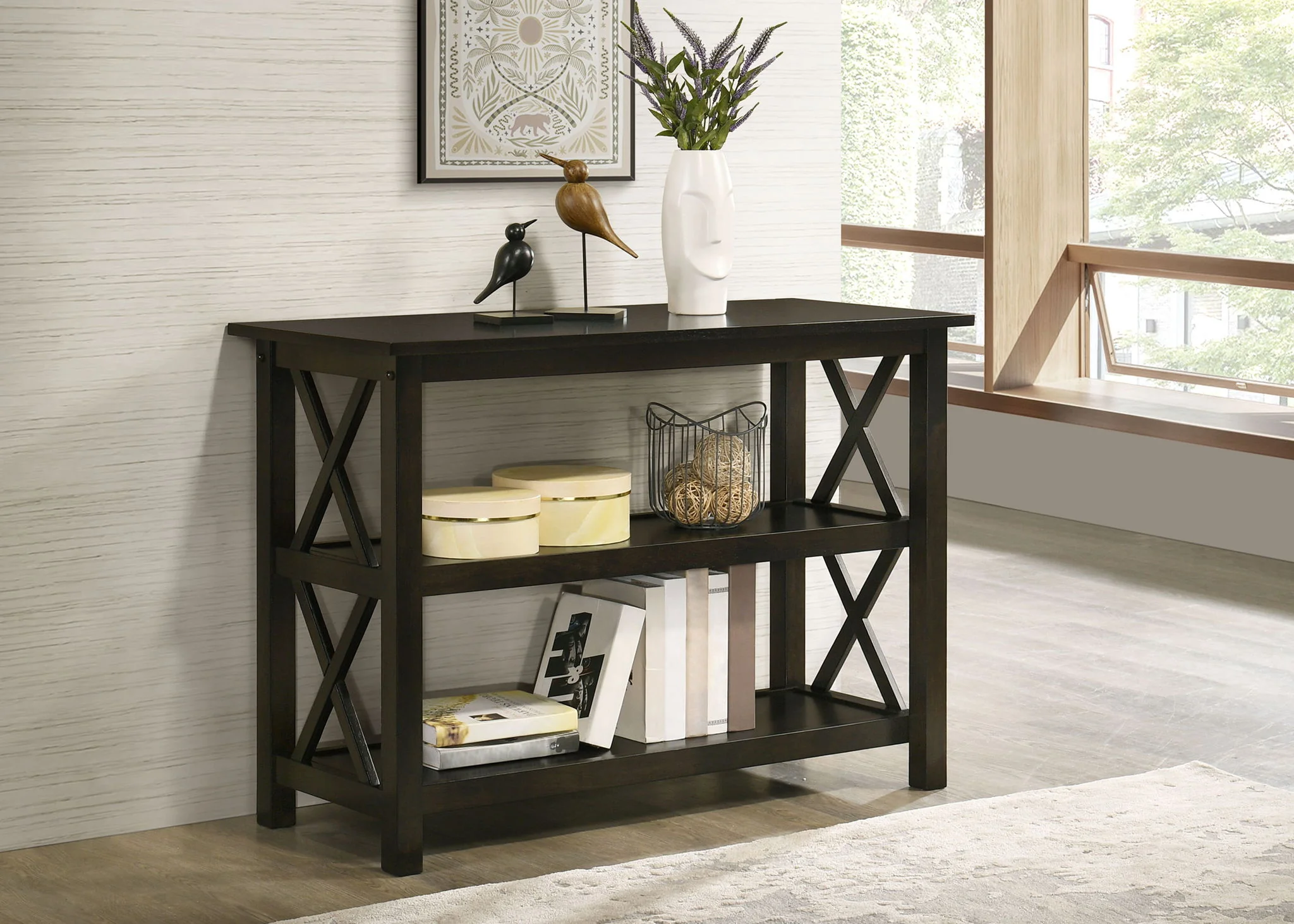 Rachelle 2-shelf Wood Entryway Console Table Deep Merlot - Image 3