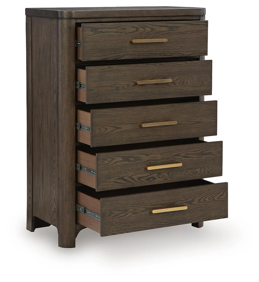 Radkin - Five Drawer Chest - Burnished Brown - Image 3