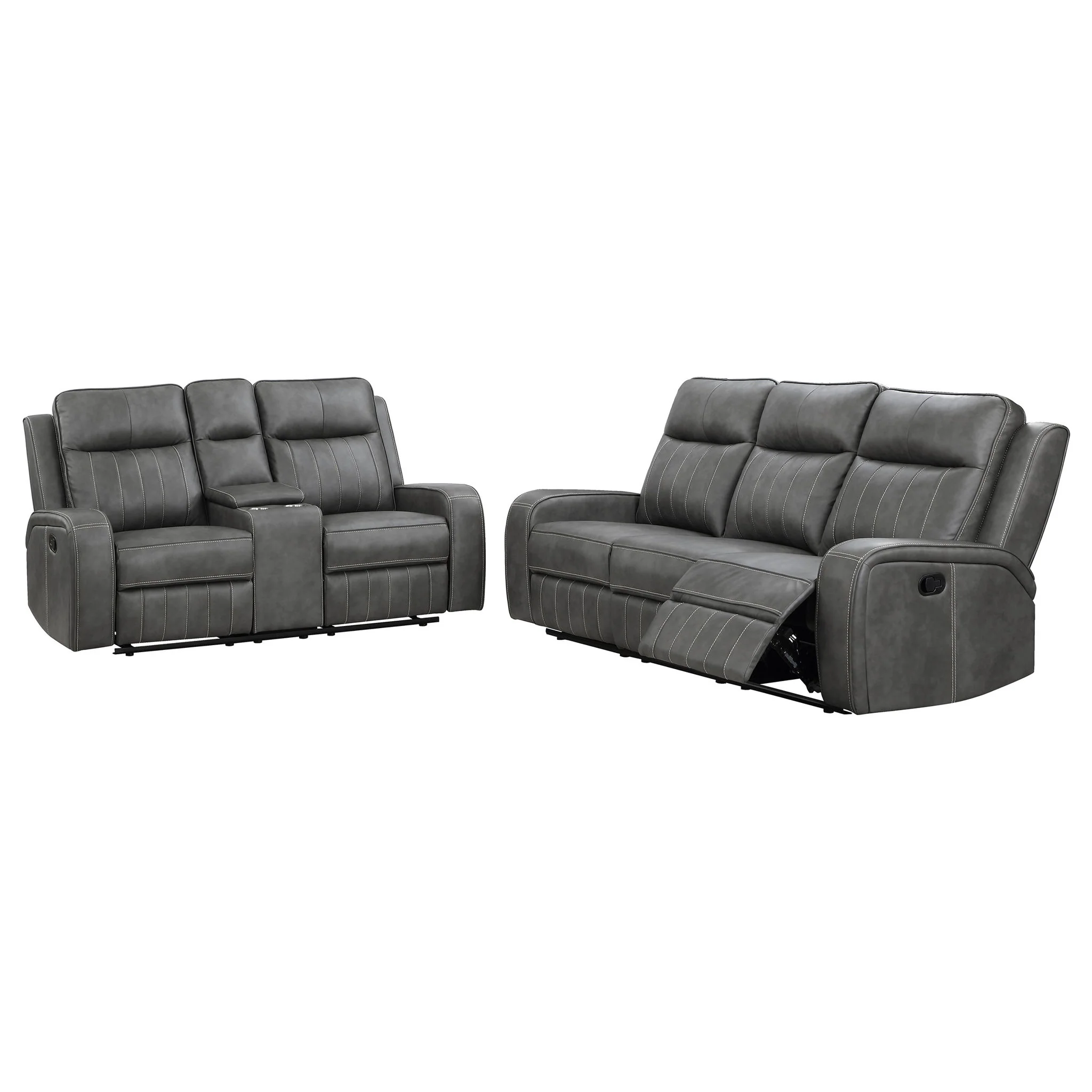 Raelynn 2-piece Upholstered Reclining Sofa Set Grey - Image 3