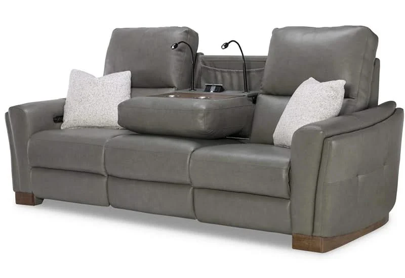 Rainforest Green Leather Modern Dual Power Reclining Living Room Set Includes Sofa and Loveseat with Dropdown table & lights - Image 13