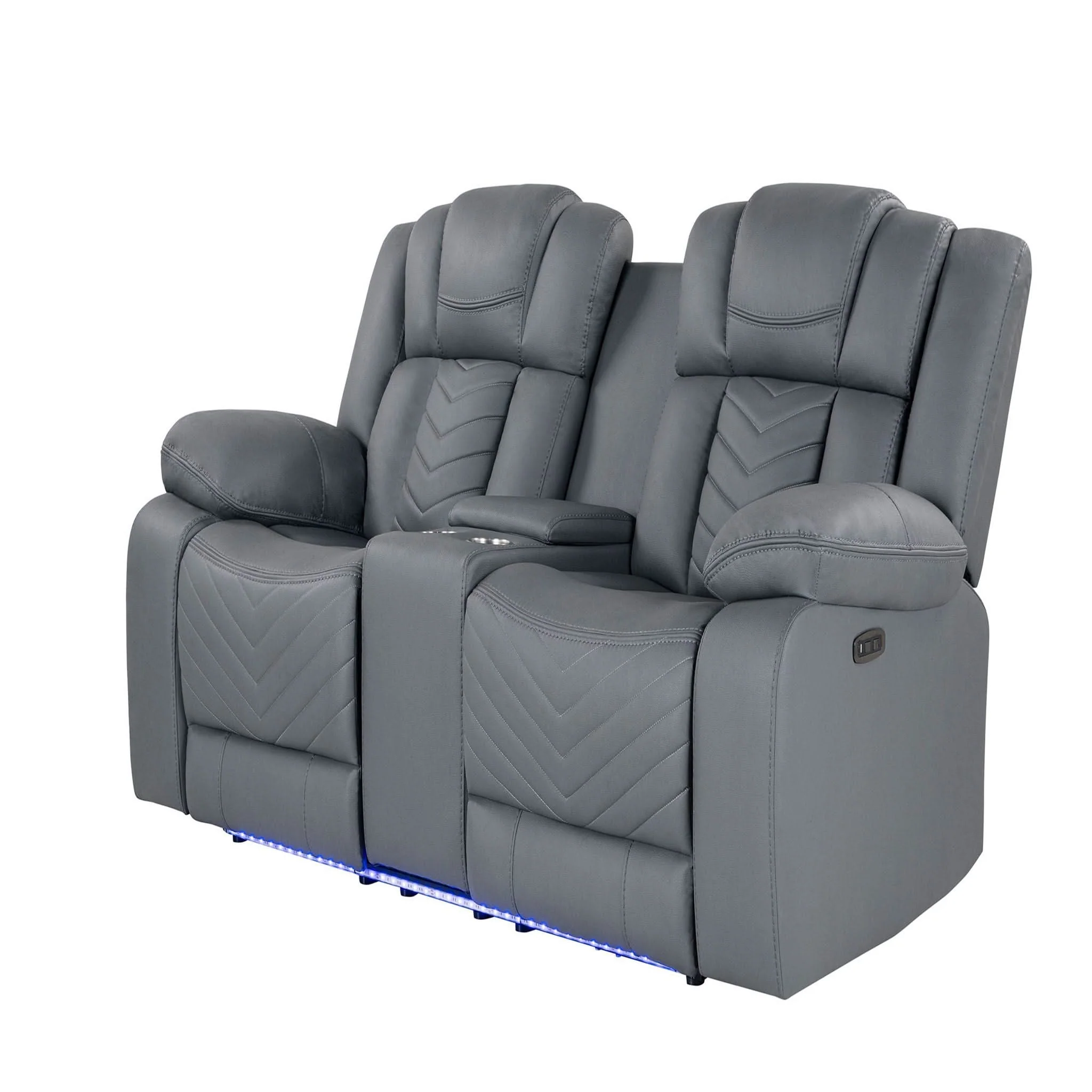 Raize - 10 Power Console Reclining Loveseat With LED - Gray - Image 3