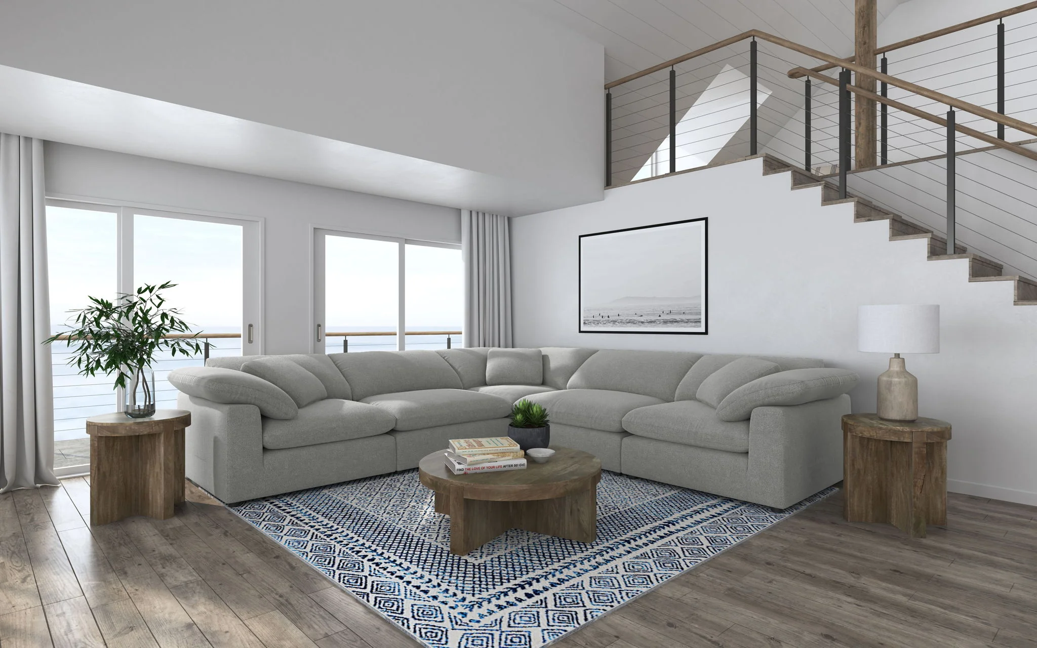 Raleigh 5-piece Boucle Upholstered Modular Sectional Grey