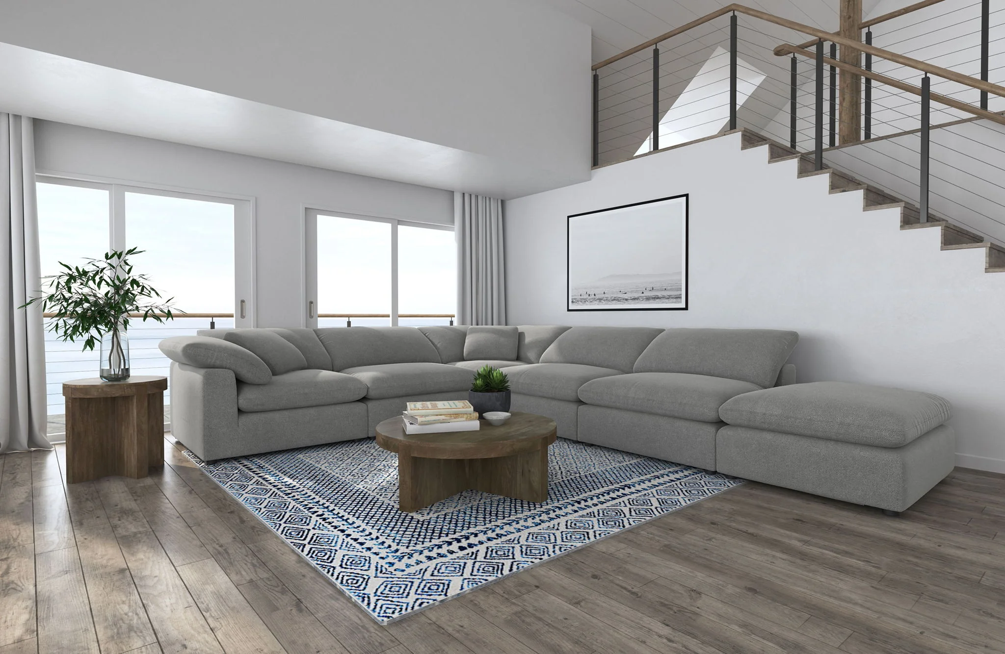 Raleigh 6-piece Boucle Upholstered Modular Sectional Grey