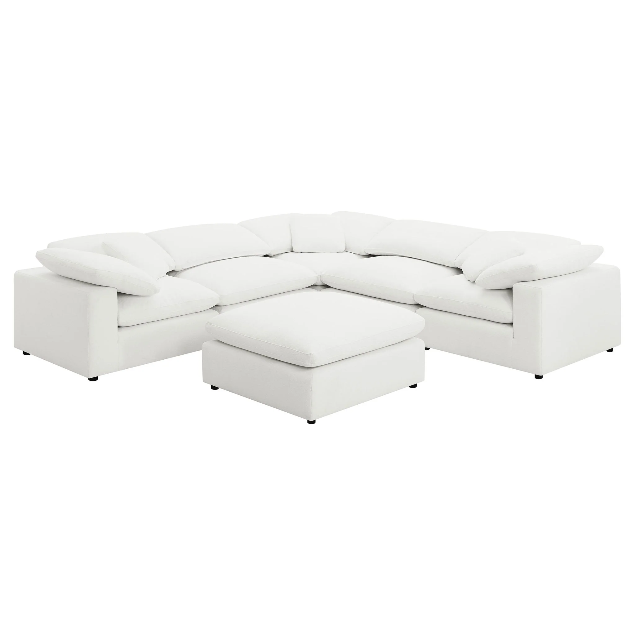 Raleigh 6-piece Boucle Upholstered Modular Sectional Ivory - Image 3