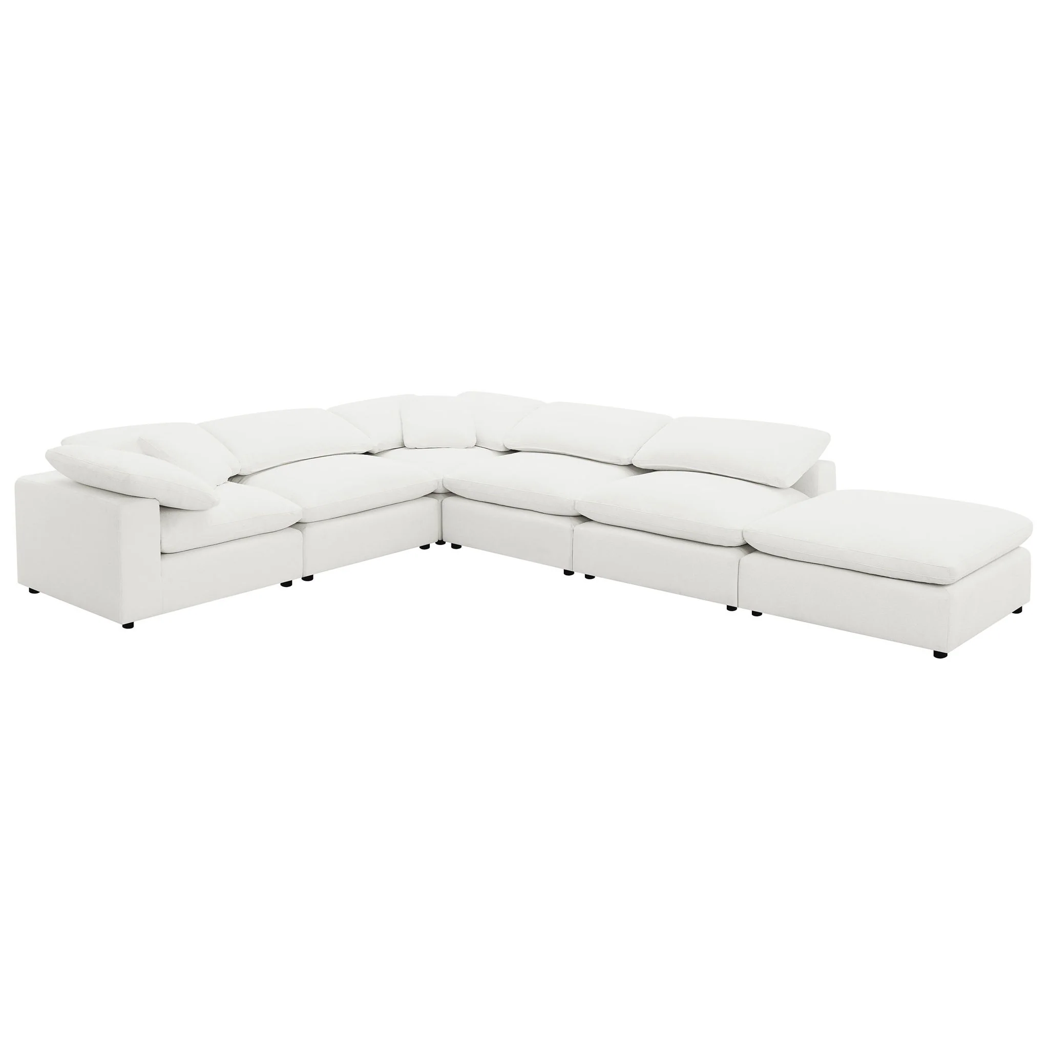 Raleigh 6-piece Boucle Upholstered Modular Sectional Ivory - Image 3