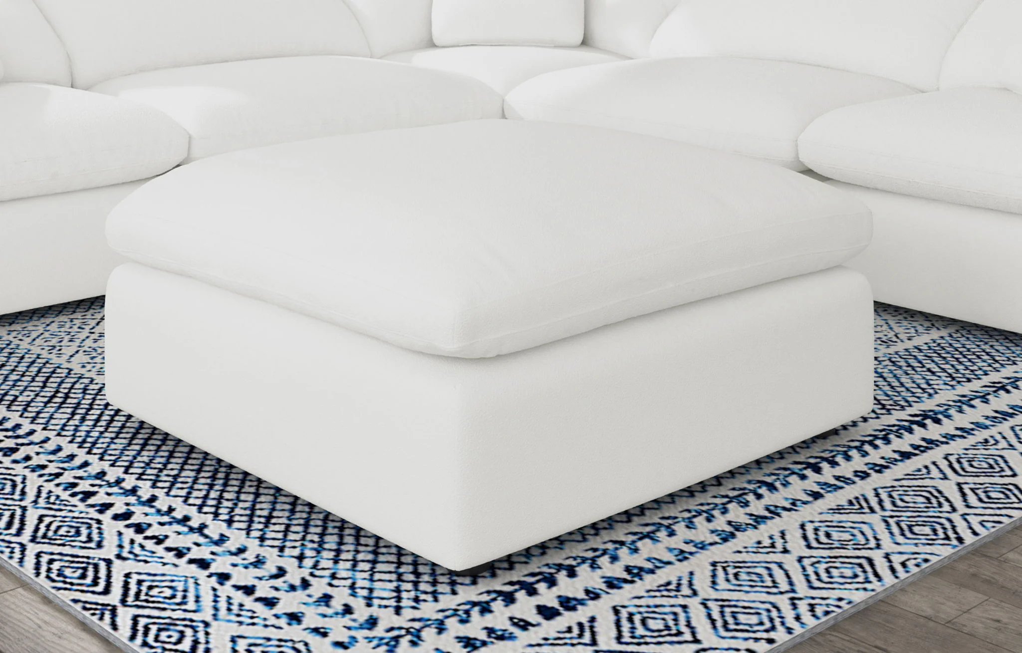 Raleigh Boucle Upholstered Ottoman Ivory - Image 4