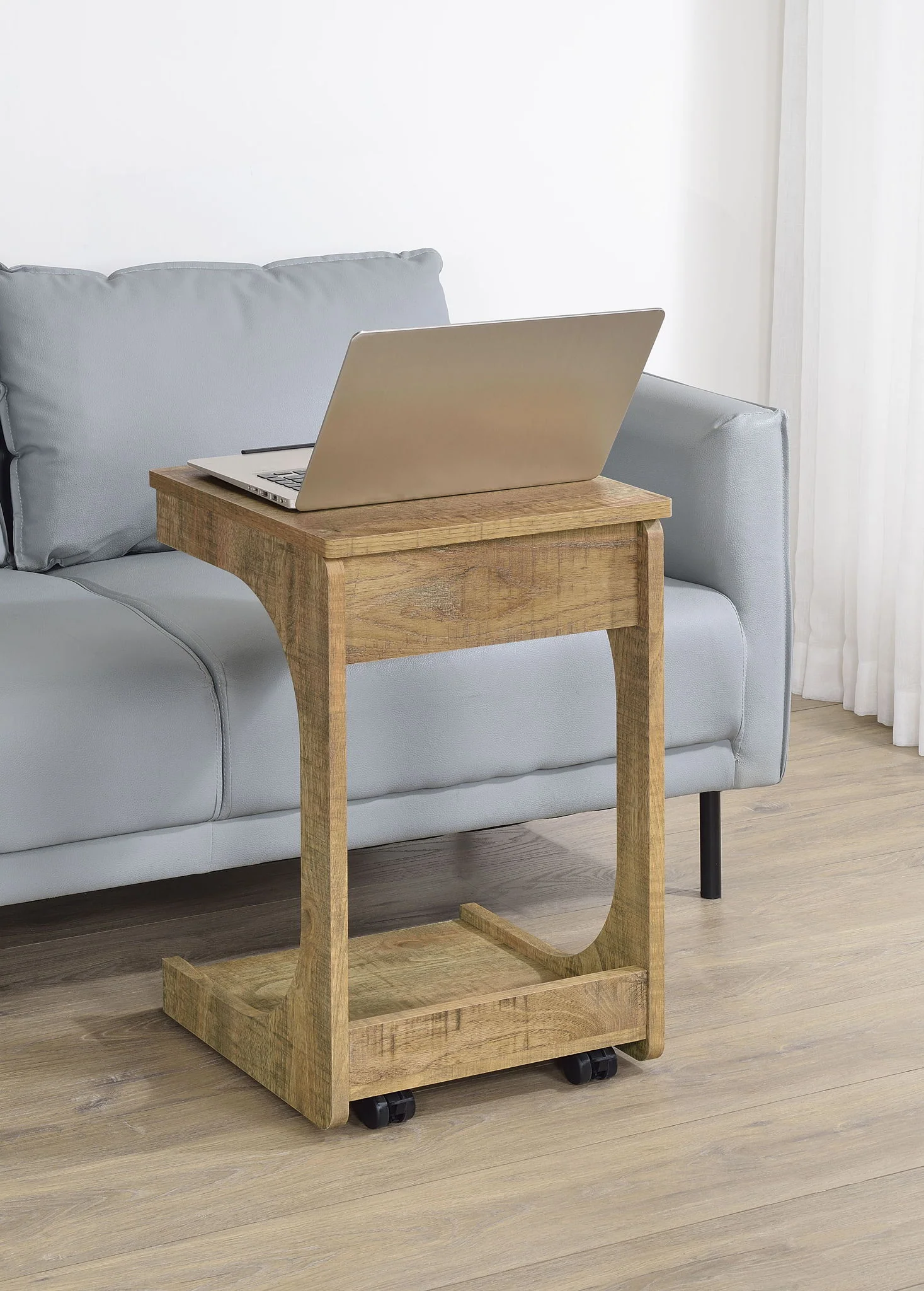 Ralston C-Shaped Lift-Top Sofa Side Table With Casters Mango - Image 3