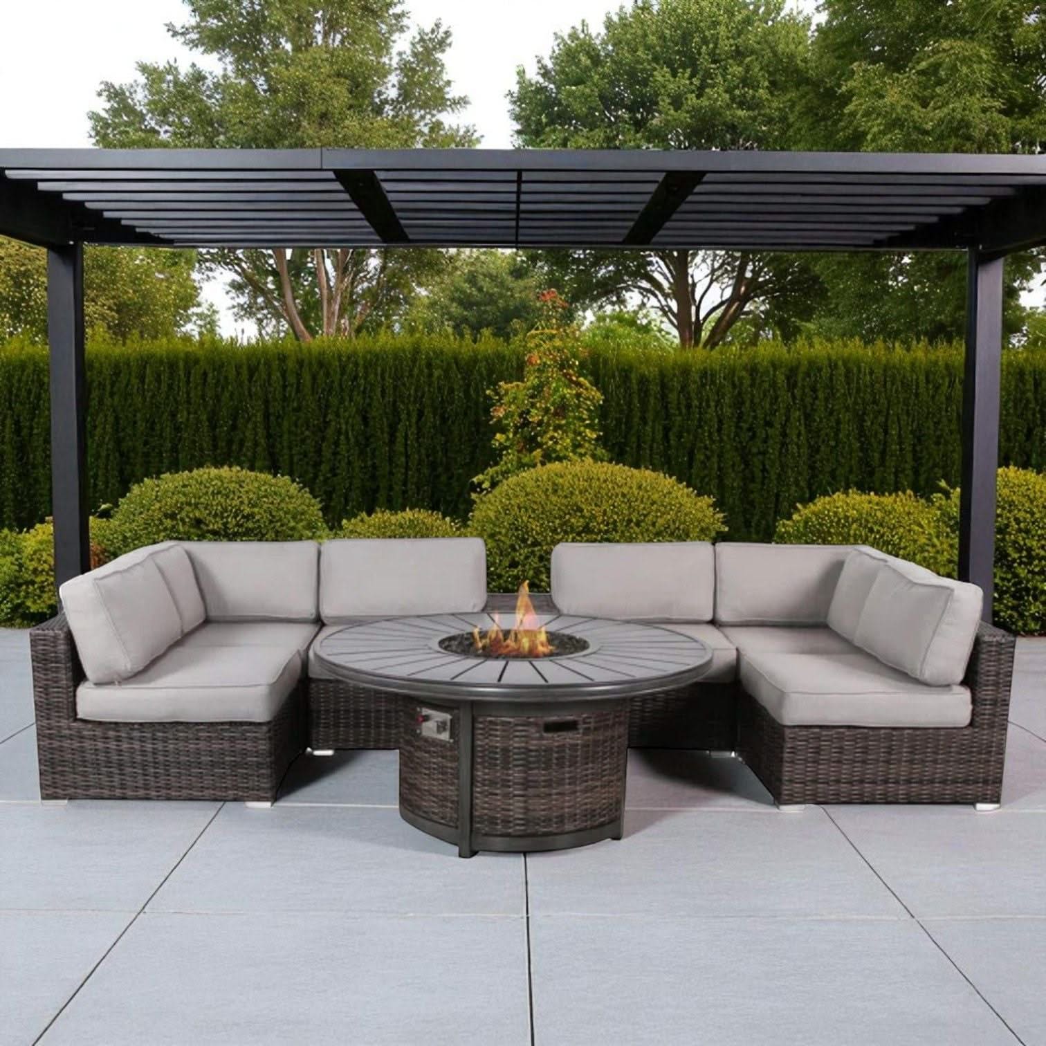 Rattan Patio Set With Comfortable Cushions And Fire Pit - Image 10