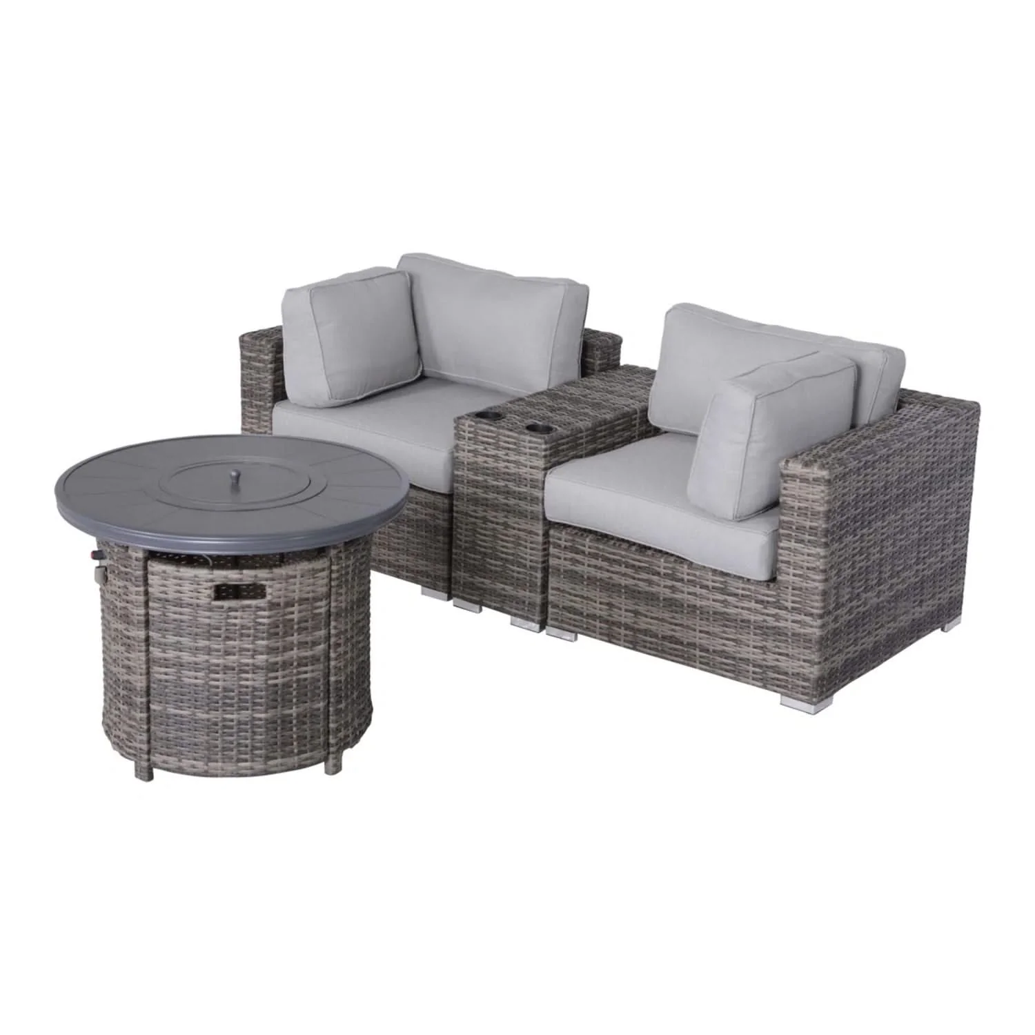 Rattan Patio Set With Comfortable Cushions And Fire Pit - Image 15