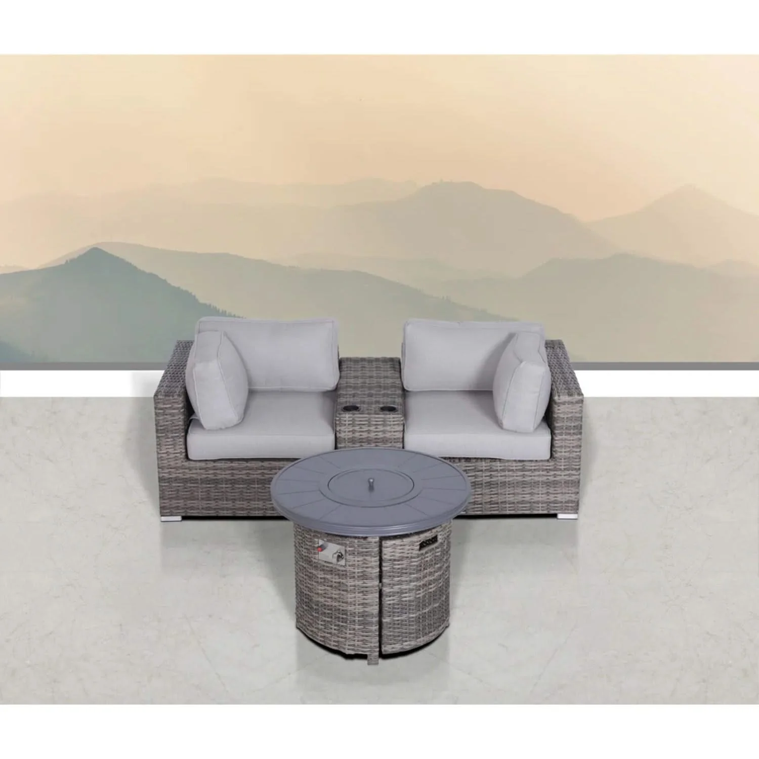 Rattan Patio Set With Comfortable Cushions And Fire Pit - Image 16