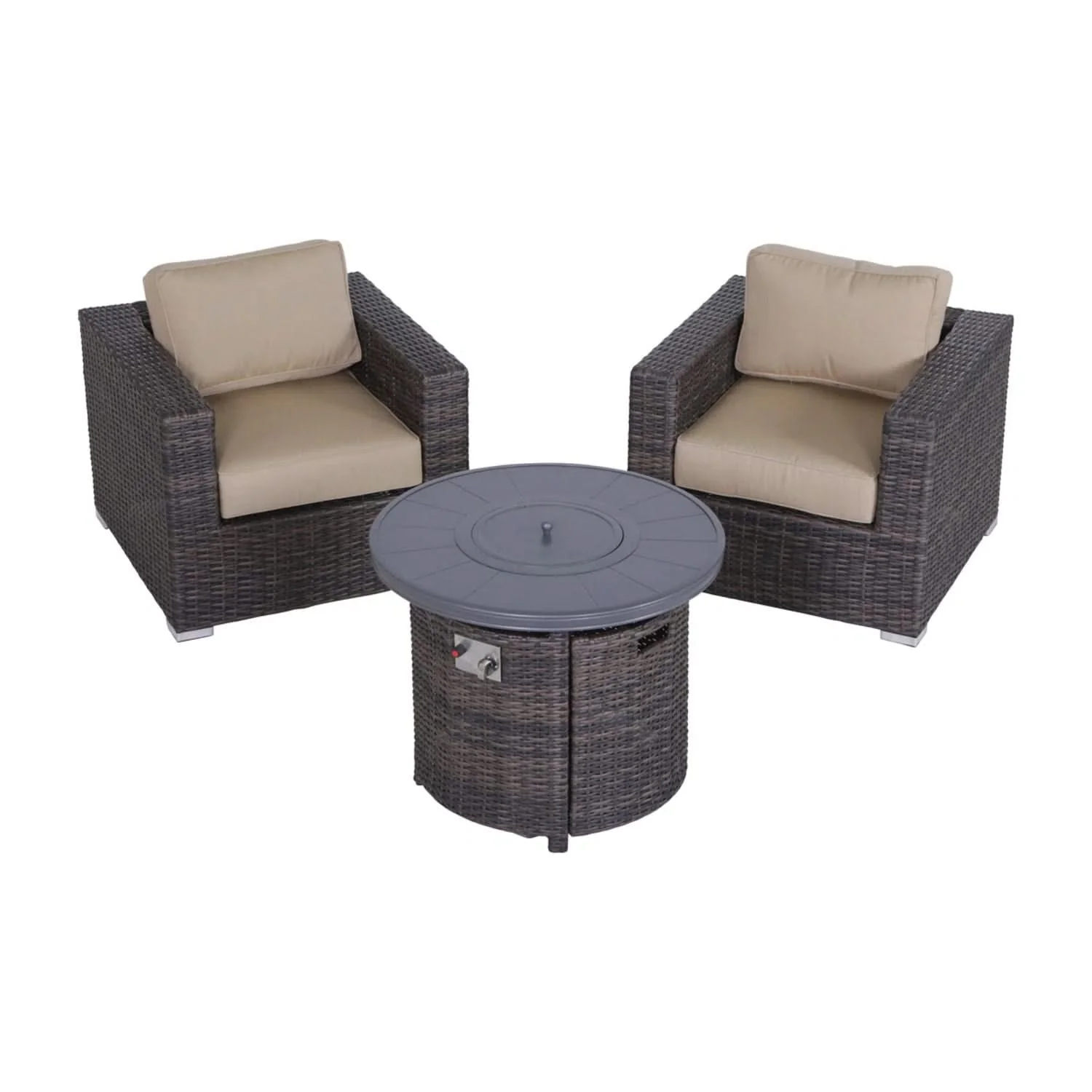 Rattan Patio Set With Comfortable Cushions And Fire Pit - Image 2