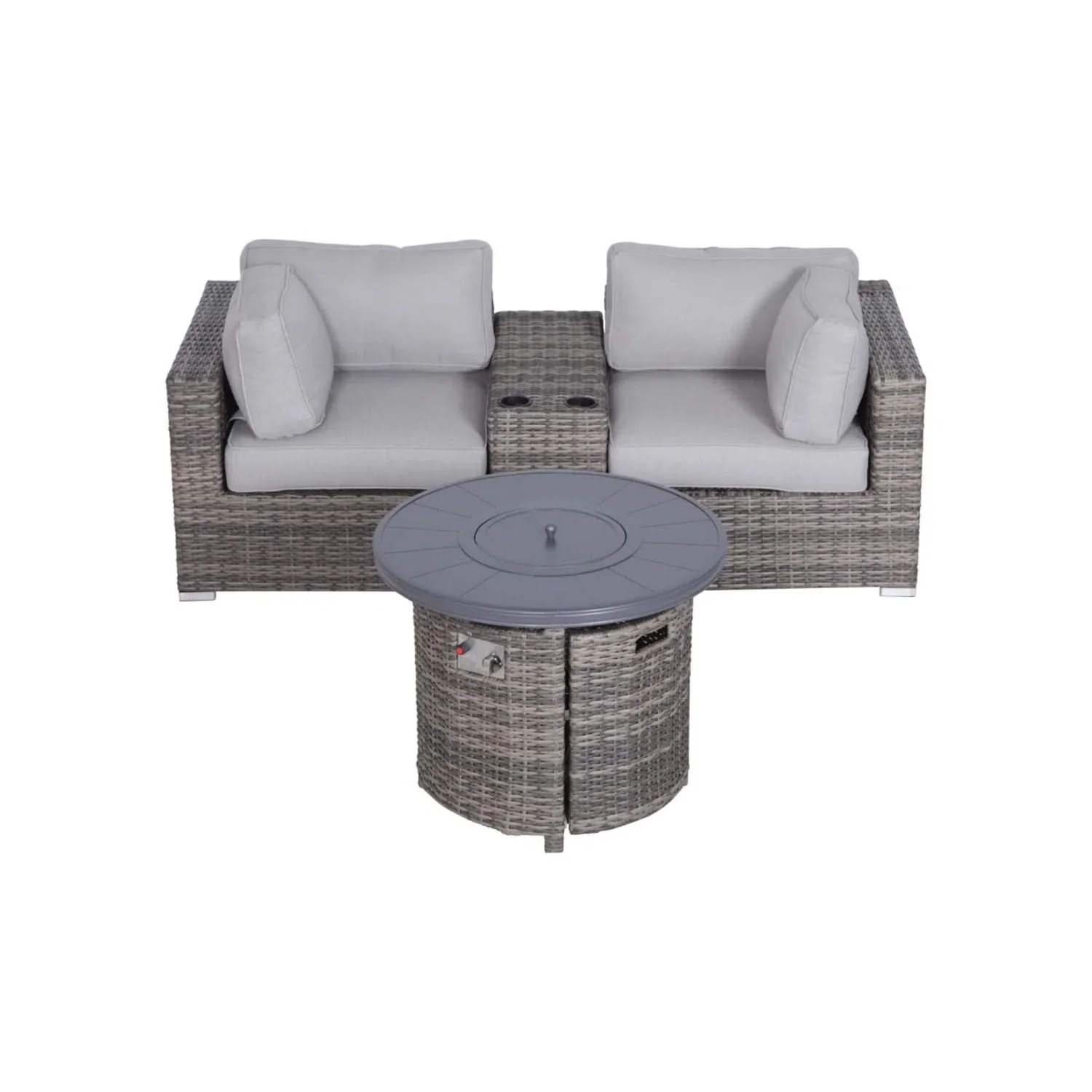 Rattan Patio Set With Comfortable Cushions And Fire Pit - Image 4